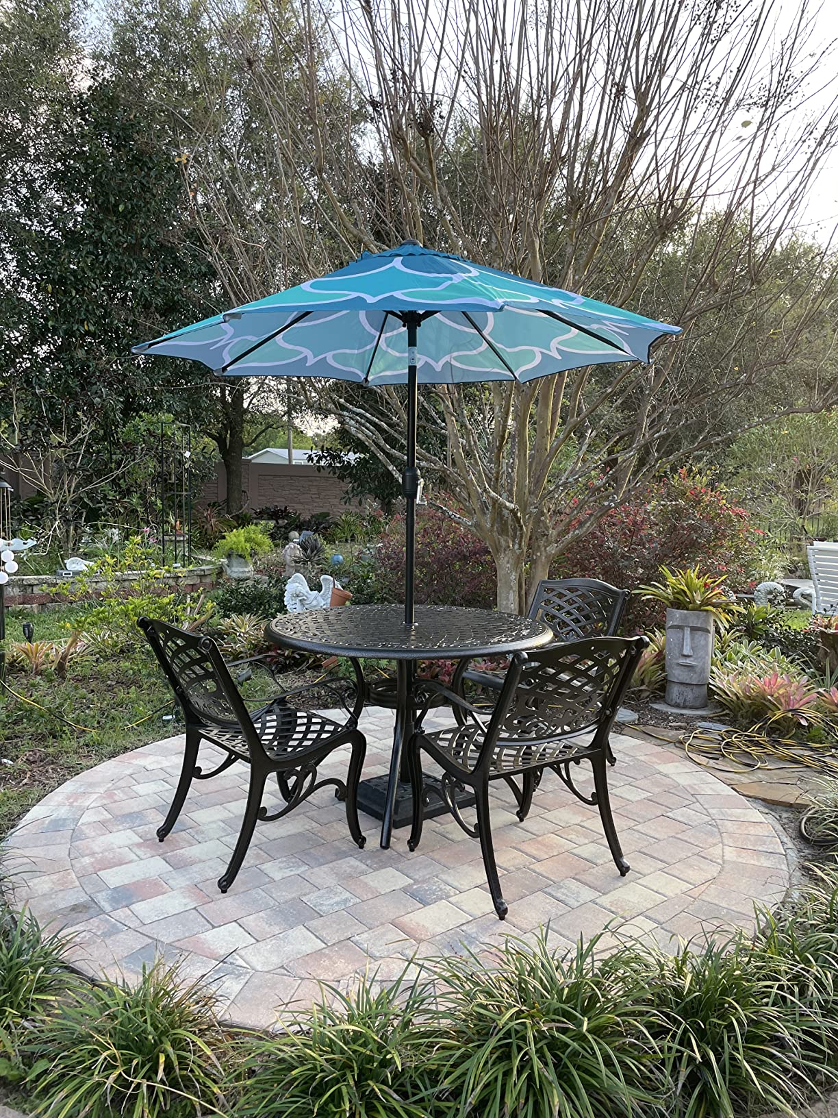 Christopher Knight Home Hallandale Outdoor Cast Aluminum Dining Set for Patio or Deck, 5-Pcs Set, Hammered Bronze - Customer Photo 2