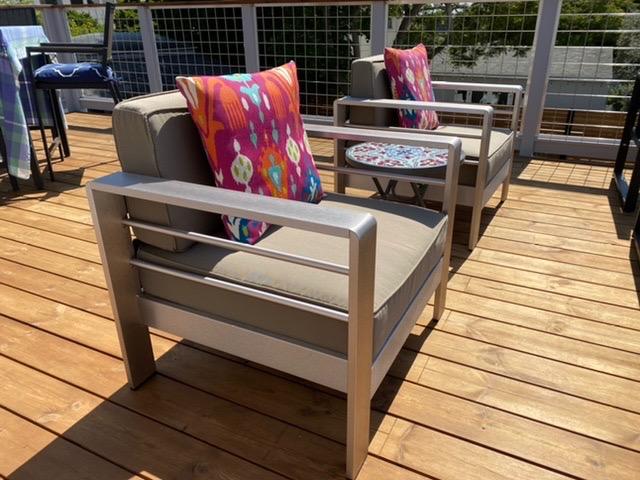 Christopher Knight Home Cape Coral Outdoor Aluminum Club Chairs with Water Resistant Cushions, Khaki (Pack of 2) - Customer Photo 1