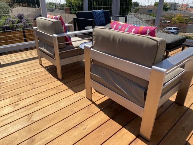 Christopher Knight Home Cape Coral Outdoor Aluminum Club Chairs with Water Resistant Cushions, Khaki (Pack of 2) - Customer Photo 2