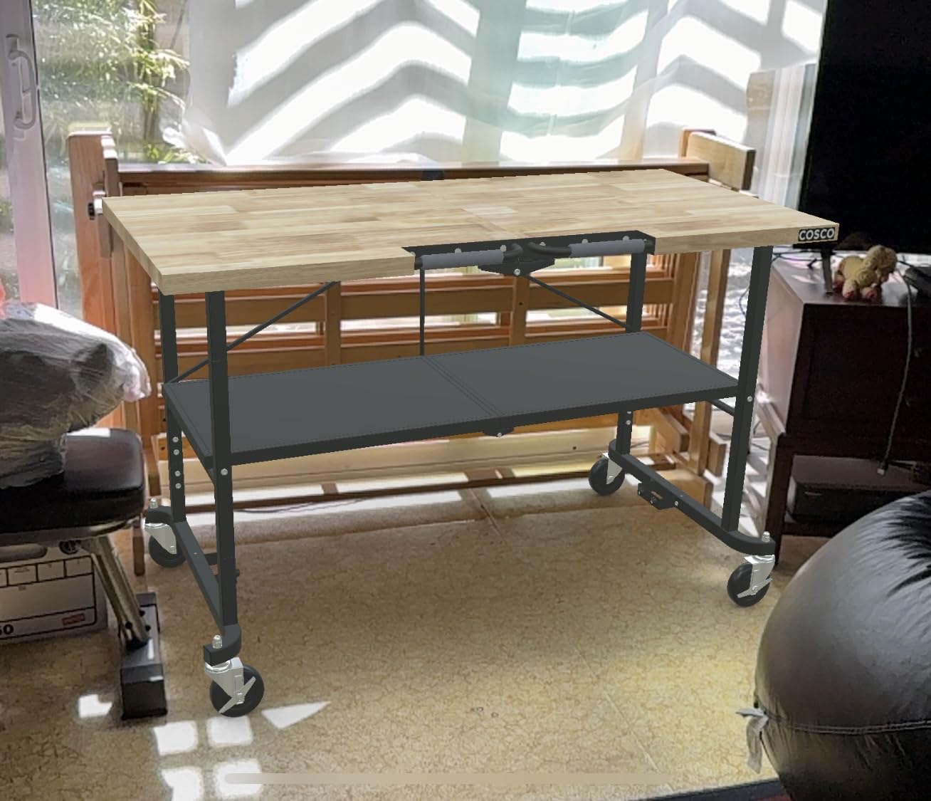 COSCO SmartFold Portable Workbench/Folding Utility Table with Locking Casters, 600 lb. Capacity, MDF Top Customer Review COSCO SmartFold Portable Workbench/Folding Utility Table with Locking Casters, 600 lb. Capacity, MDF Top - Customer Photo 1