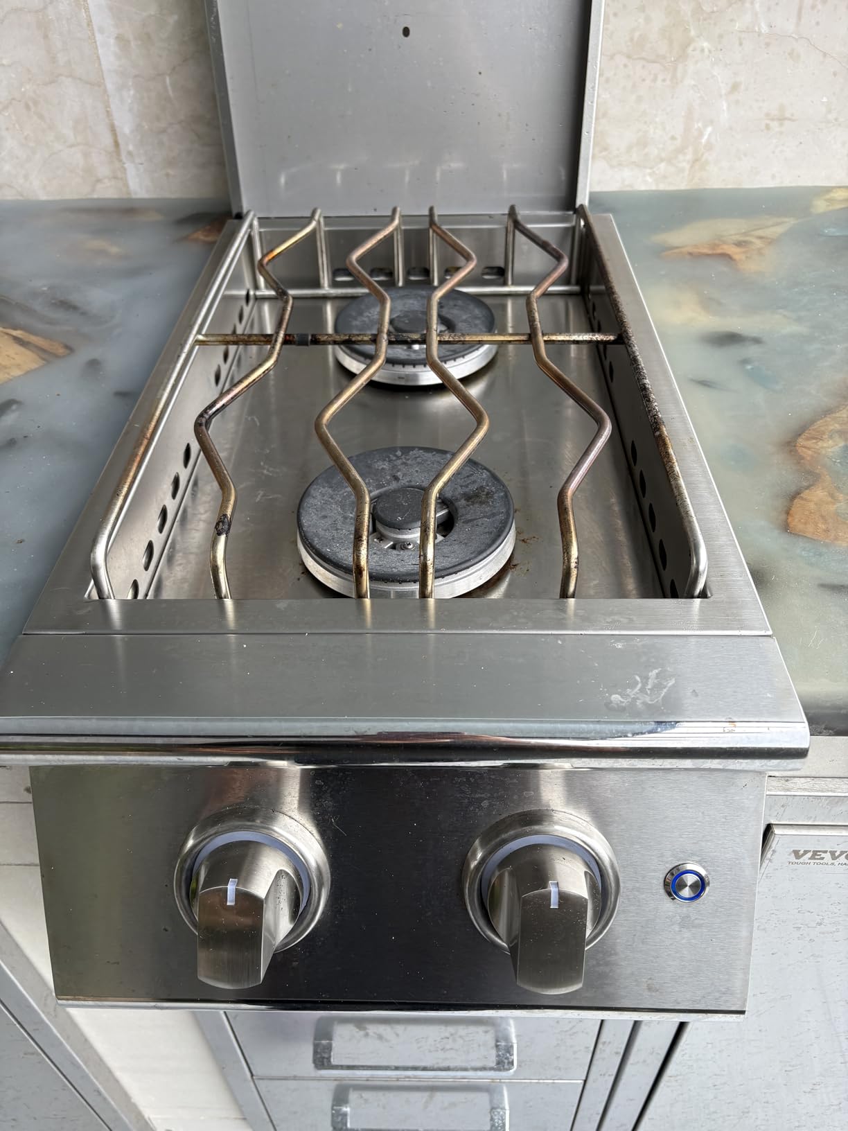 Livory Double Grilling Side Burners for Outdoor Kitchen, 2 * 15,000BTU Liquid Propane Burners, Duty Heavy 304 Stainless Steel, Built-in Side Burner for BBQ Island Grill, with Natural Gas Kit - Customer Photo 2