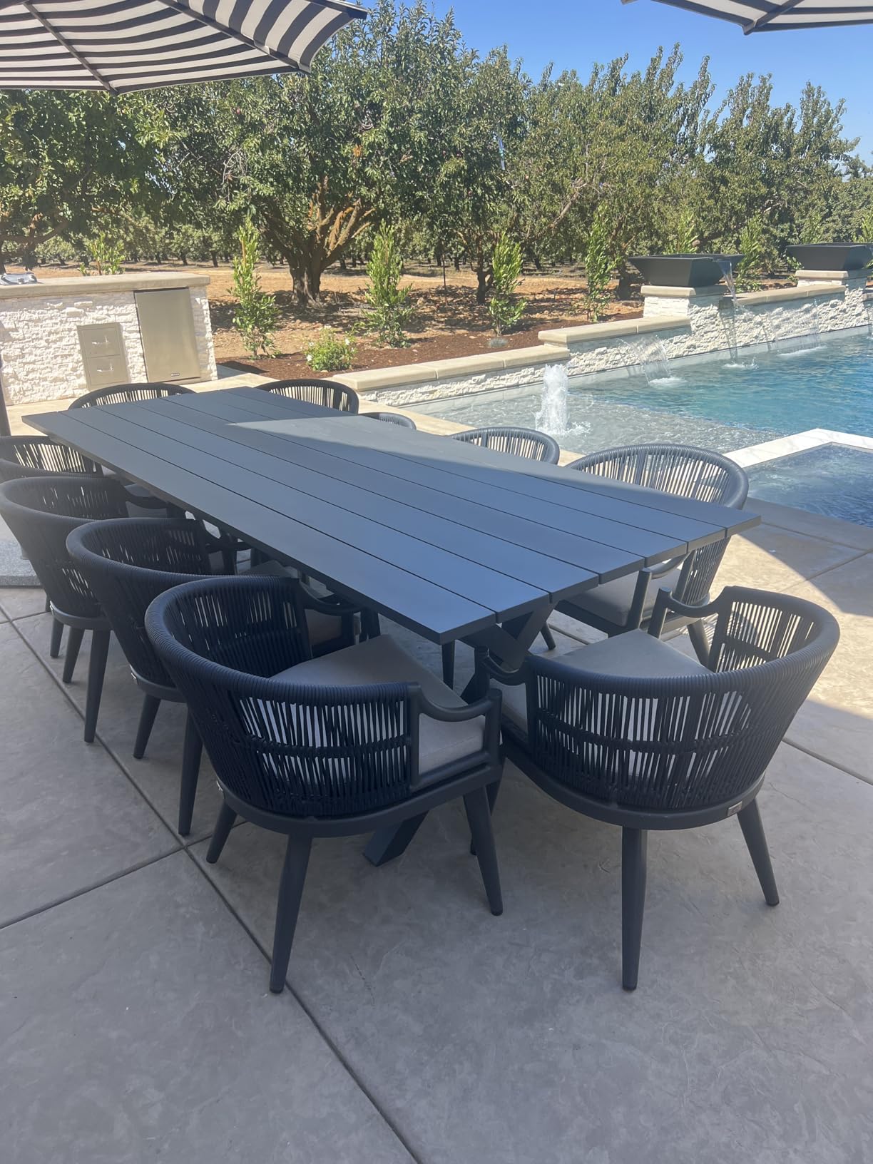 PURPLE LEAF Outdoor Dining Set for 6 All Weather Wicker Patio Dining Set with Hand-Woven Rattan Swivel Dining Chais and Rectangular Aluminum Table for Garden Deck Backyard Kitchen - Customer Photo 1