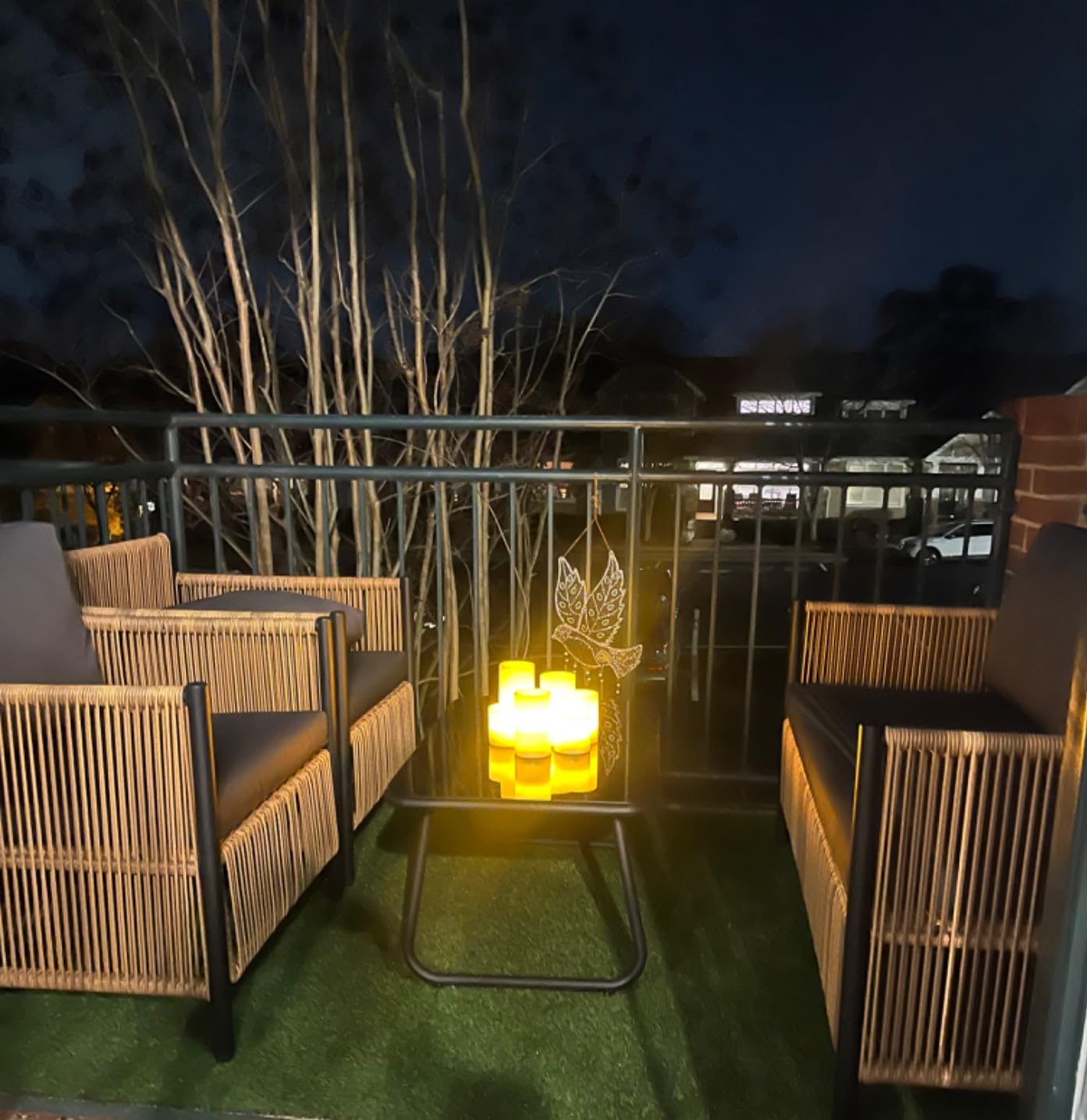 4 Pieces Aluminum Outdoor Patio Furniture Set - 2 Pcs Armchair, Loveseat & Dual-Layer Coffee Table - Rope Sectional Conversation Sofa Sets with Washable Thick Cushion for Garden, Backyard, Porch - Customer Photo 1