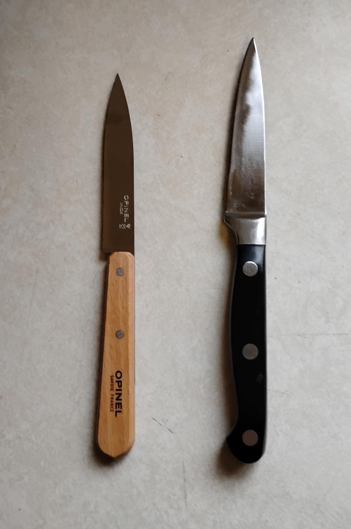 Opinel No. 112 Paring Knives 2 Piece Set, Sandvik 12C27 Steel Everyday Use Prep Knives for Chopping, Peeling, Slicing, Trimming, Stabilized Sustainably Harvested Beechwood Handles, Made in France - Customer Photo 4