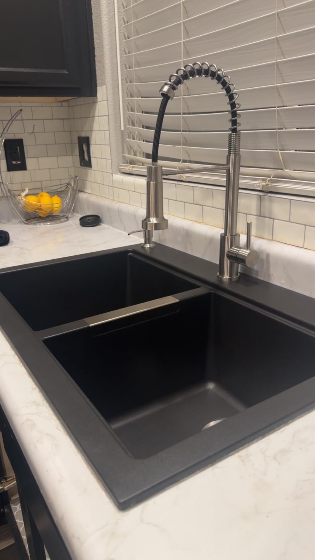 KRAUS Quarza 24-inch Kitchen Sink Drop-In/Undermount Single Bowl Granite Kitchen Sink Black Onyx, KGD-410B - Customer Photo 1