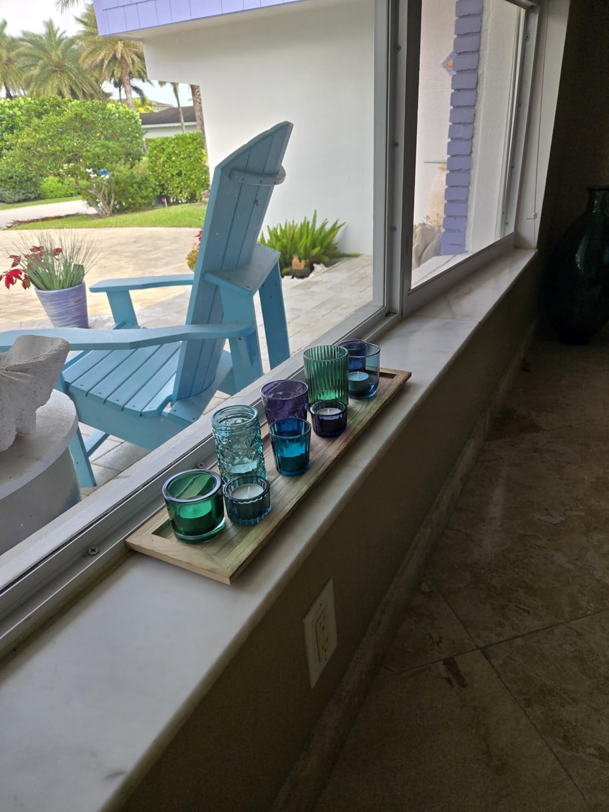 Wood Tray with 9 Brown Glass Votive Holders (Set of 10 Pieces) - Customer Photo 3