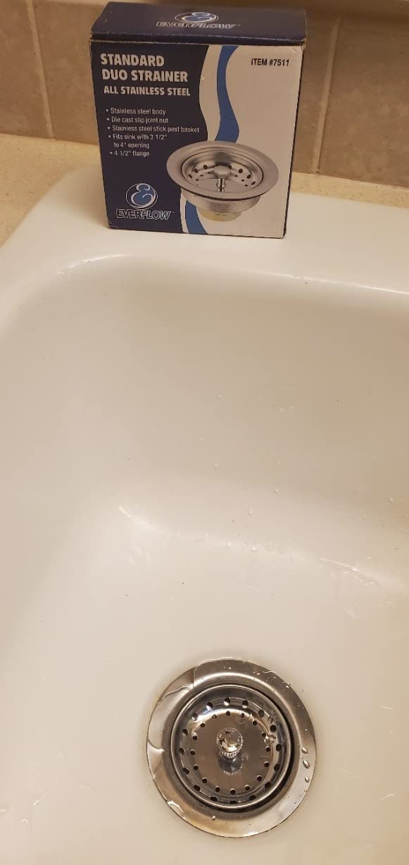 Highcraft 9733 Kitchen Sink (3-1/2'' Inch) Stainless Steel Drain Assembly With Strainer Basket-and Rubber Stopper, 3.5 Customer Review Highcraft 9733 Kitchen Sink (3-1/2'' Inch) Stainless Steel Drain Assembly With Strainer Basket-and Rubber Stopper, 3.5 - Customer Photo 1