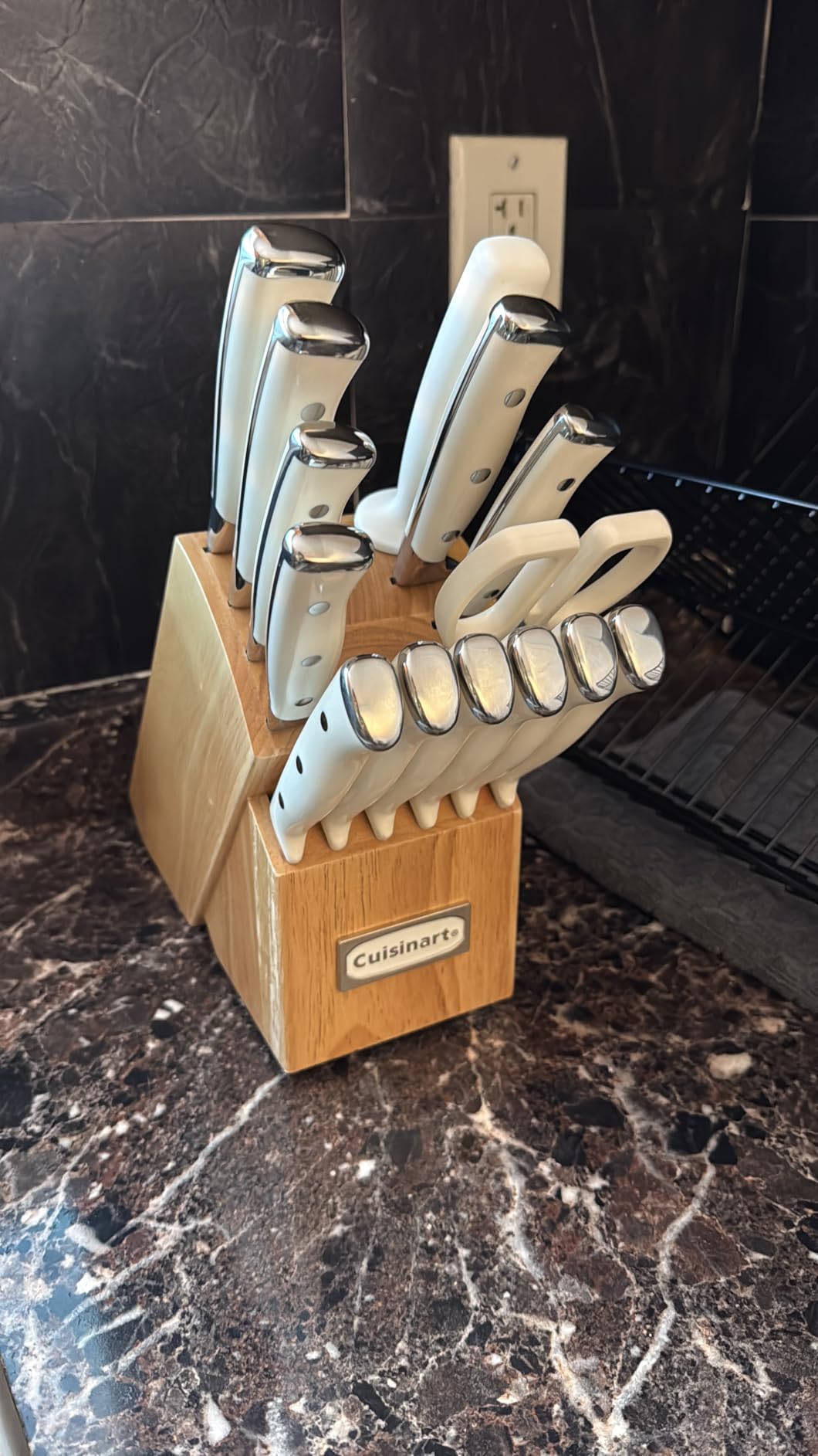 Cuisinart 15-Piece Knife Set with Block, High Carbon Stainless Steel, Forged Triple Rivet, White, C77WTR-15P - Customer Photo 1