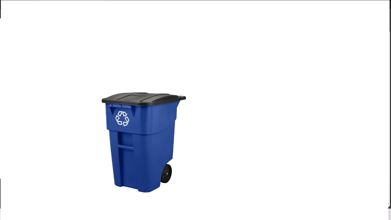 Rubbermaid Commercial Products BRUTE Rollout Heavy-Duty Wheeled Trash/Garbage Can, 32-Gallon, Blue, for Restaurants/Hospitals/Offices/Warehouses/Garage - Customer Photo 1