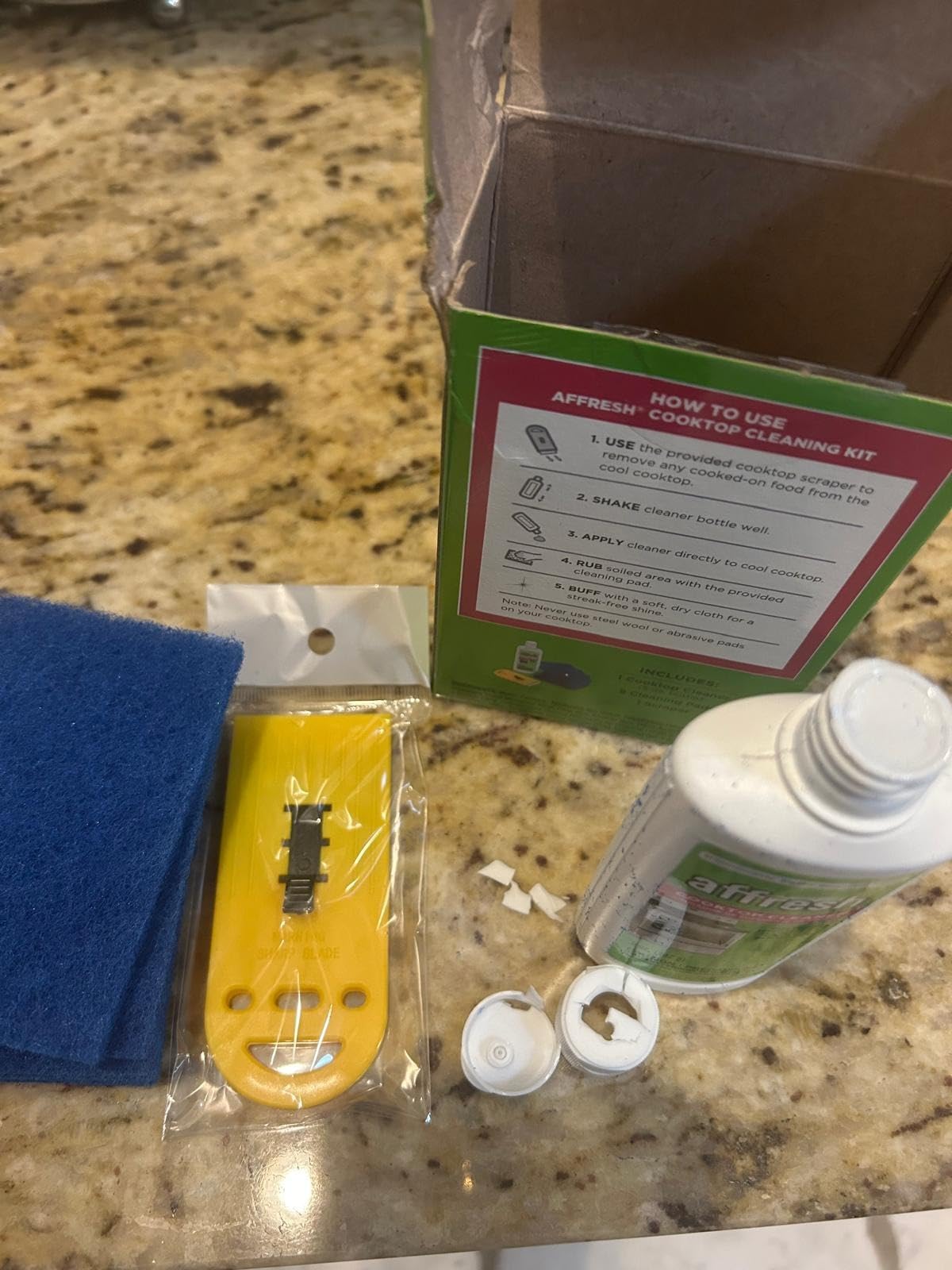 Affresh Cooktop Cleaning Kit, Safe for Glass & Ceramic Cooktops, Includes 5 oz cleaner, 5 pads, 1 scraper Customer Review Affresh Cooktop Cleaning Kit, Safe for Glass & Ceramic Cooktops, Includes 5 oz cleaner, 5 pads, 1 scraper - Customer Photo 4