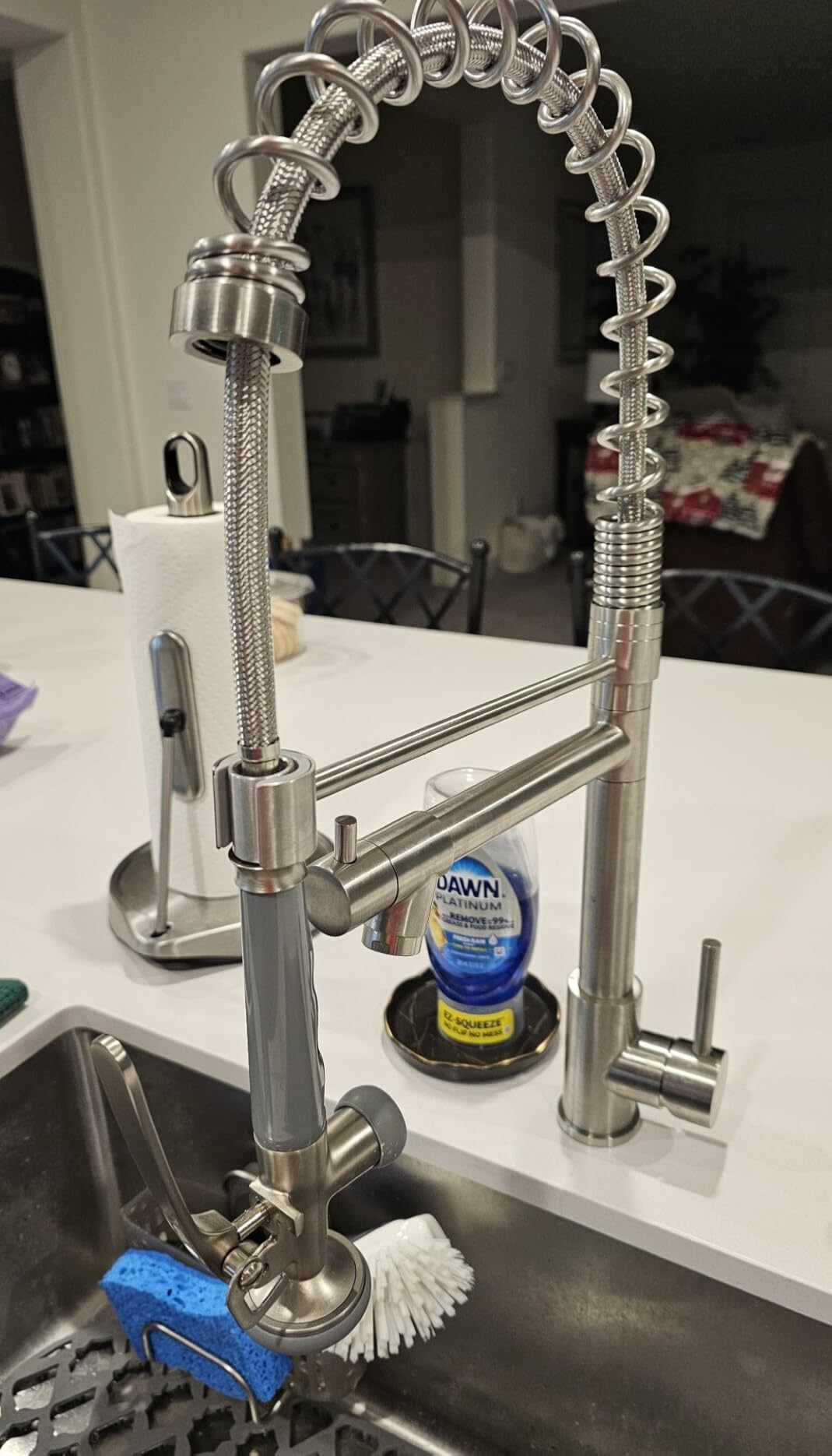 Fapully Commercial Pull Down Kitchen Sink Faucet with Sprayer Brushed Nickel - Customer Photo 3
