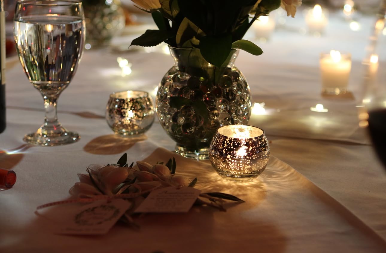 Volens Round Gold Votive Candle Holders, Mercury Glass Candle Holder Set of 12, Wedding Decorations for Table - Customer Photo 1