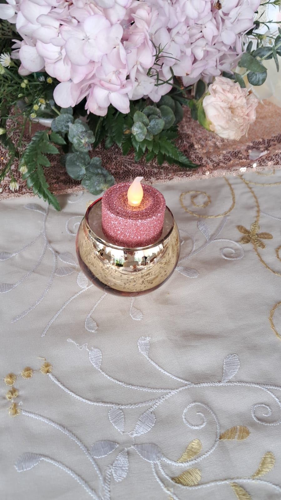 Volens Round Gold Votive Candle Holders, Mercury Glass Candle Holder Set of 12, Wedding Decorations for Table - Customer Photo 3