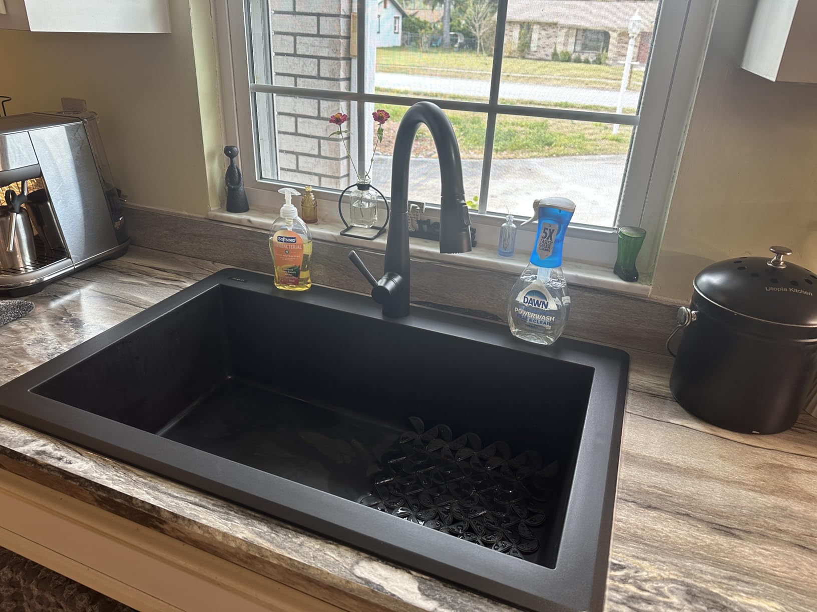 Ruvati 33 x 22 inch epiGranite Drop-in Topmount Granite Composite Quartz Single Bowl Kitchen Sink - Midnight Black - RVG1033BK - Customer Photo 1