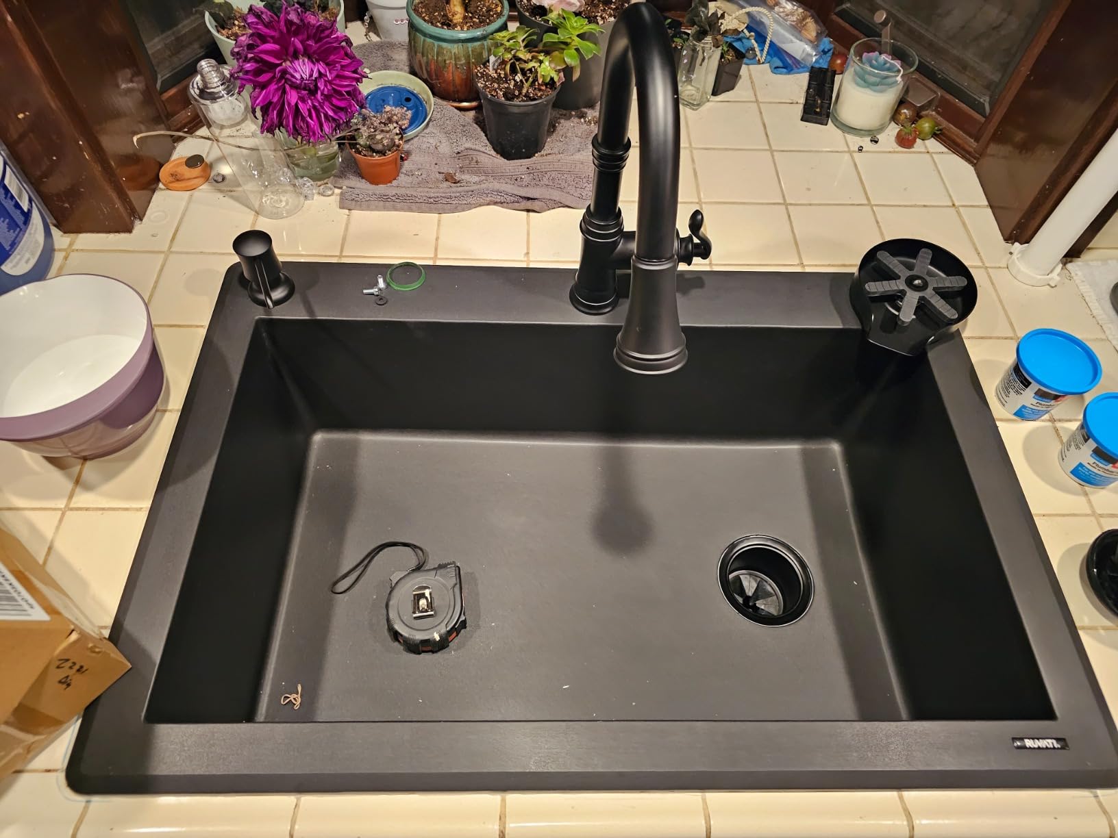 Ruvati 33 x 22 inch epiGranite Drop-in Topmount Granite Composite Quartz Single Bowl Kitchen Sink - Midnight Black - RVG1033BK - Customer Photo 2