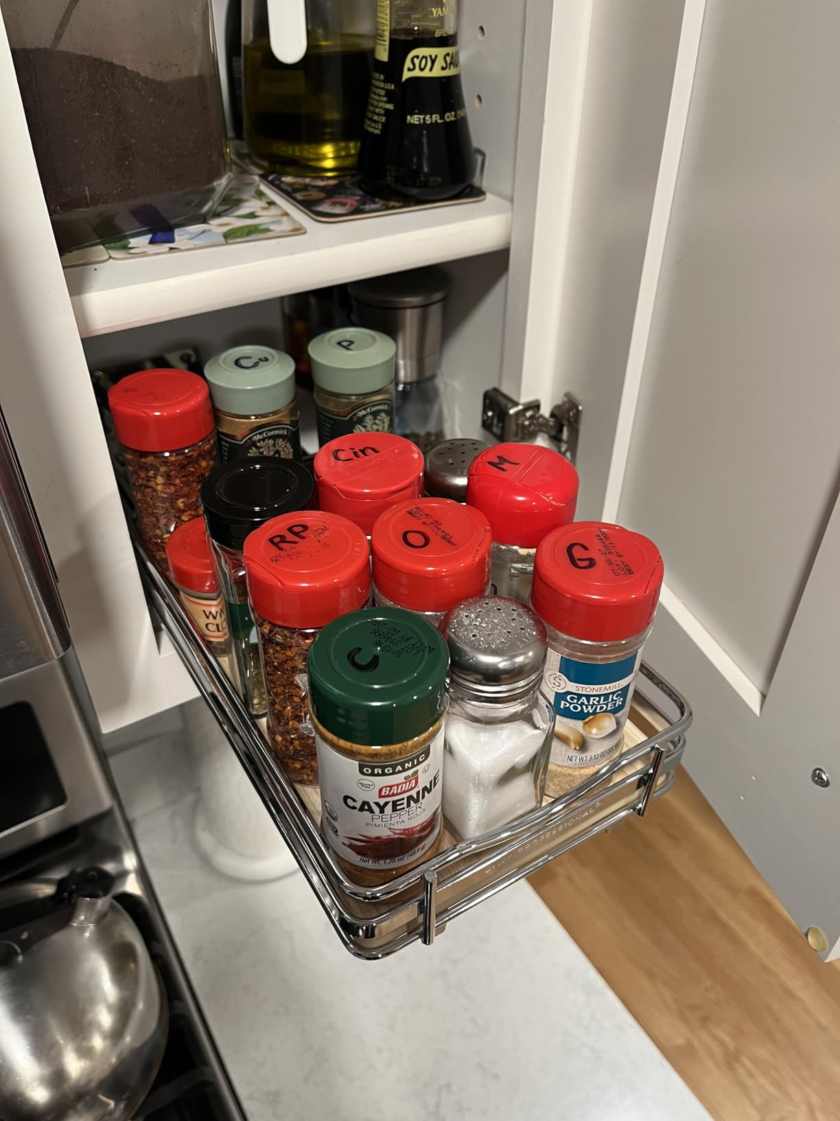 LYNK PROFESSIONAL Pull Out Spice Organization for Cabinets - 4-3/8 inch Wide - Spice Rack for Inside Cabinets, Slide Out Spice Rack Organizer for cabinet - Pull Out Spice Rack, Sliding 2 Tier Chrome customer photo 2