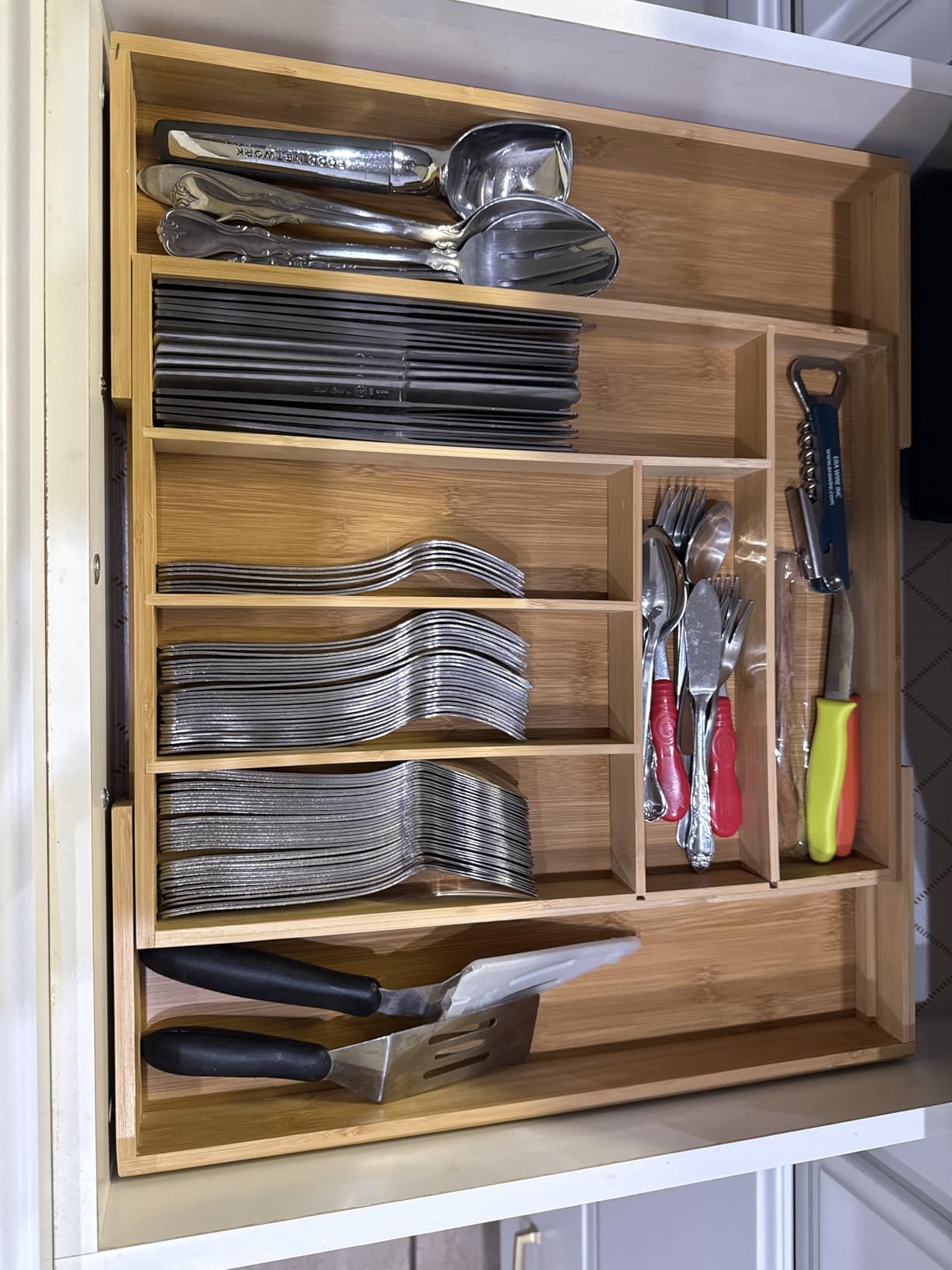 Pipishell Bamboo Expandable Silverware Drawer Organizer, Adjustable Kitchen Utensil Tray for Forks, Spoons and Knives, Wood Storage Cutlery Holder for Bedroom and Living Room - Customer Photo 4