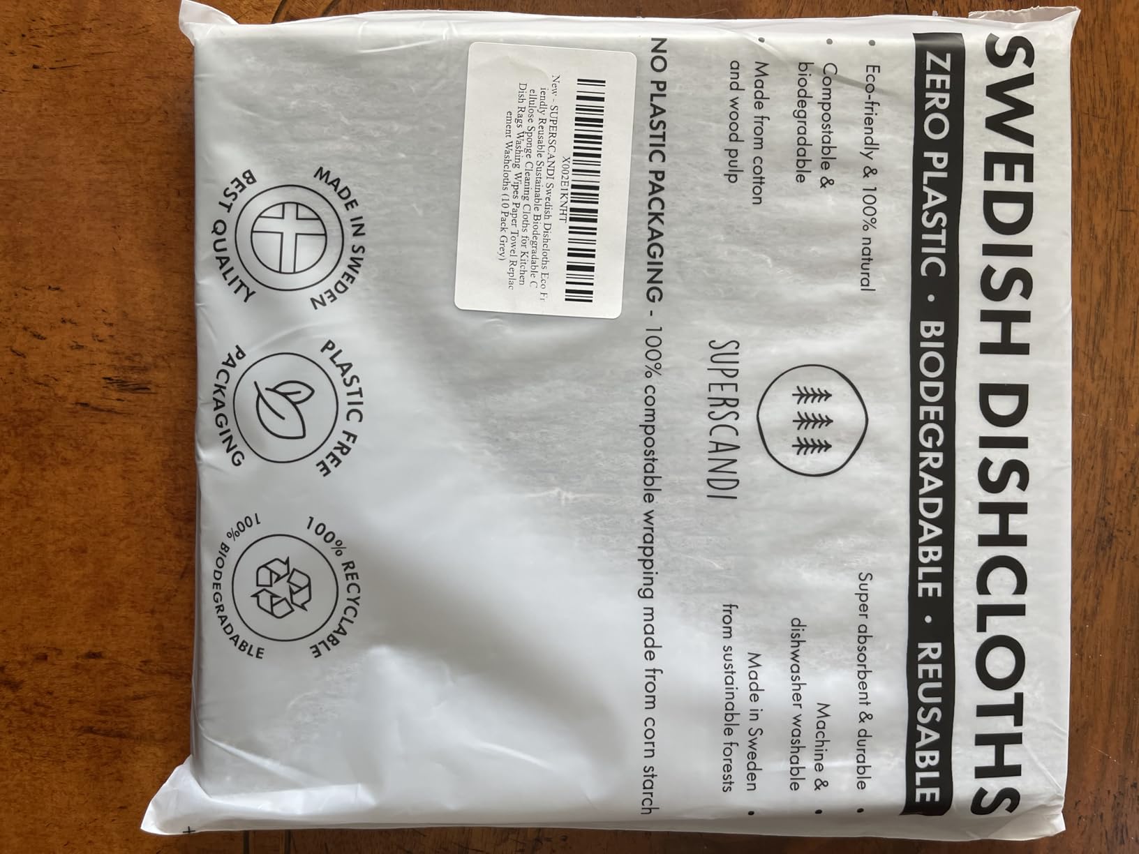 SUPERSCANDI 10 Pack Swedish Dishcloths for Kitchen - 100% Biodegradable & Compostable Reusable Paper Towels Washable, Food-Safe & Without Plastic - Dish Rags Suitable for Any Surface, Grey - Customer Photo 2