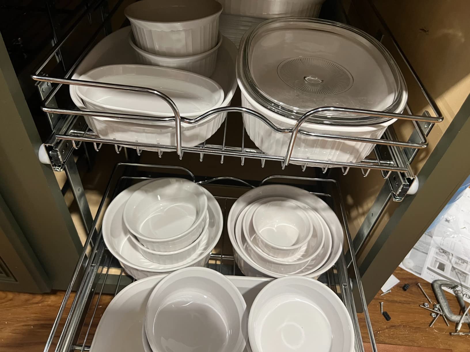 Rev-A-Shelf 2-Tier Kitchen Cabinet Pullout Shelf and Drawer Organizer Slide Out Pantry Storage Basket in Multiple Sizes, 15 x 22 In, 5WB2-1522CR-1 - Customer Photo 1