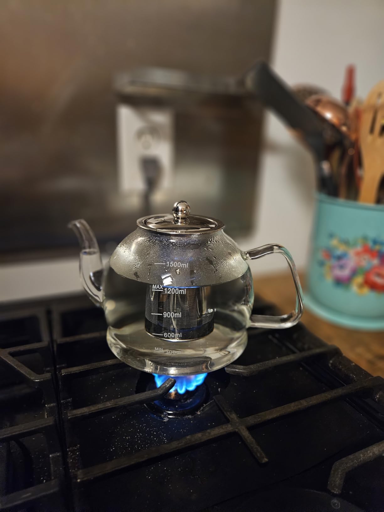 STNTUS Glass Teapot, 40 oz. / 1200 ml for Loose Tea, With Infuser and Stainless Steel Strainer, Stovetop Safe, 4-6 Cups - Customer Photo 2