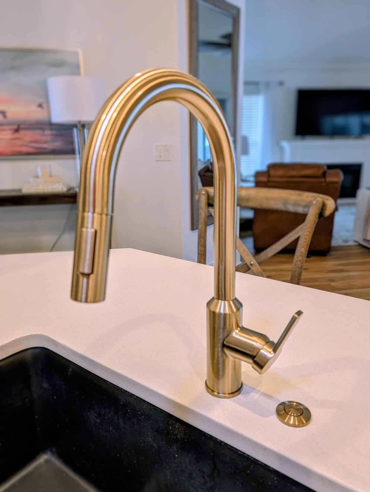 Kraus Oletto Single Handle Kitchen Bar Faucet in Spot Free Antique Champagne Bronze, Kitchen Sink Faucets, KPF-2822SFACB - Customer Photo 5