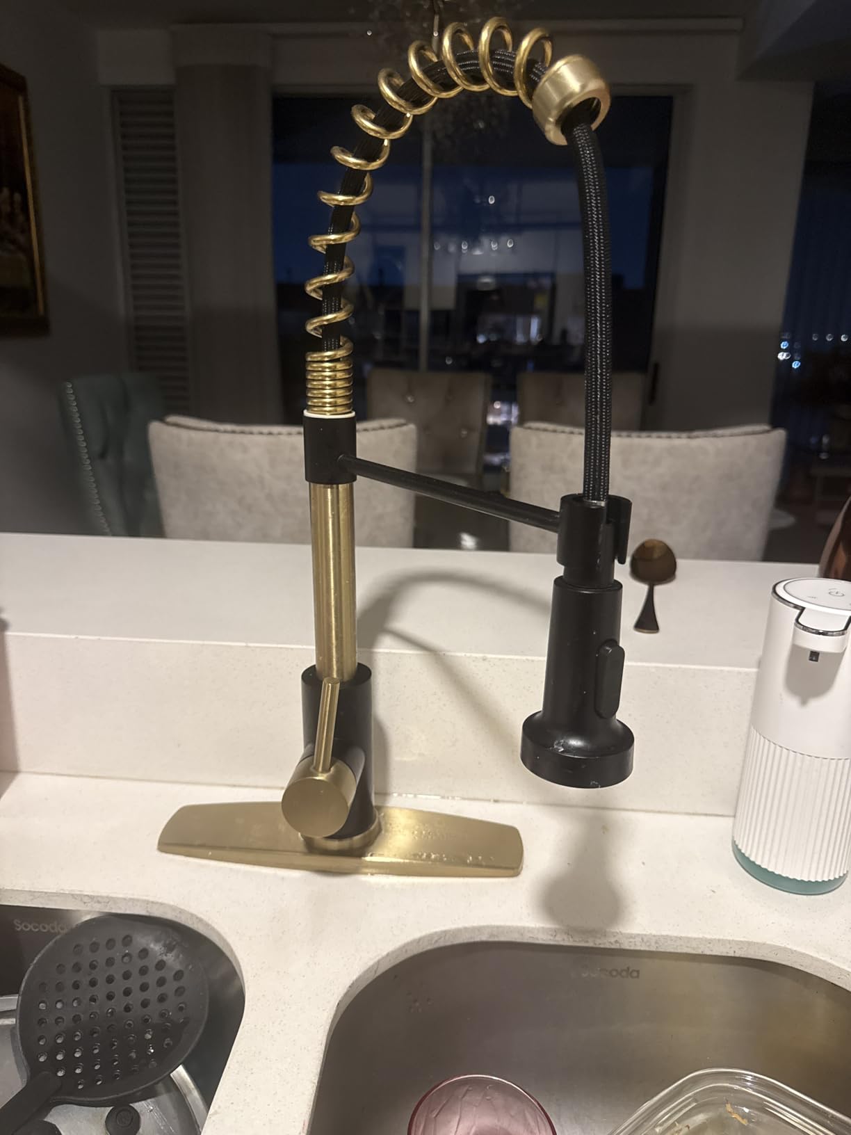FORIOUS Gold Kitchen Faucet with Pull Down Sprayer, Stainless Steel Commercial Single Handle Classic Spring Pull Out Sink Faucet for Pot Filler, Farmhouse Camper Bar Laundry Room - Customer Photo 3
