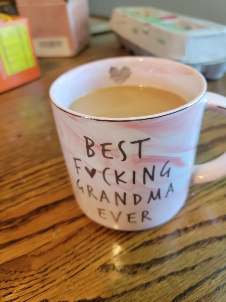 Hendson Grandma Birthday Gifts - Best Grandma Ever - Funny Gift For Nana, New Pregnancy Announcement For Grandparents, Nana To Be, Grandmother - Pink Marble Mug, 11.5oz Coffee Cup Customer Review Hendson Grandma Birthday Gifts - Best Grandma Ever - Funny Gift For Nana, New Pregnancy Announcement For Grandparents, Nana To Be, Grandmother - Pink Marble Mug, 11.5oz Coffee Cup - Customer Photo 2