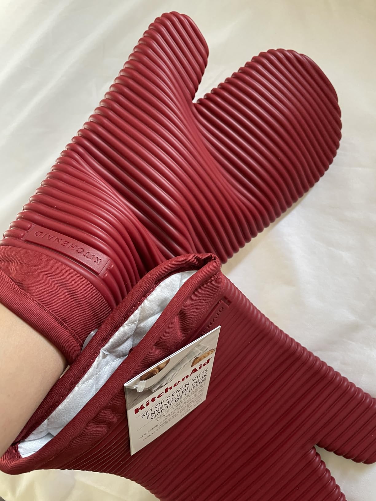 KITCHENAID Ribbed Soft Silicone Oven Mitt 2-Pack Set, 7.5