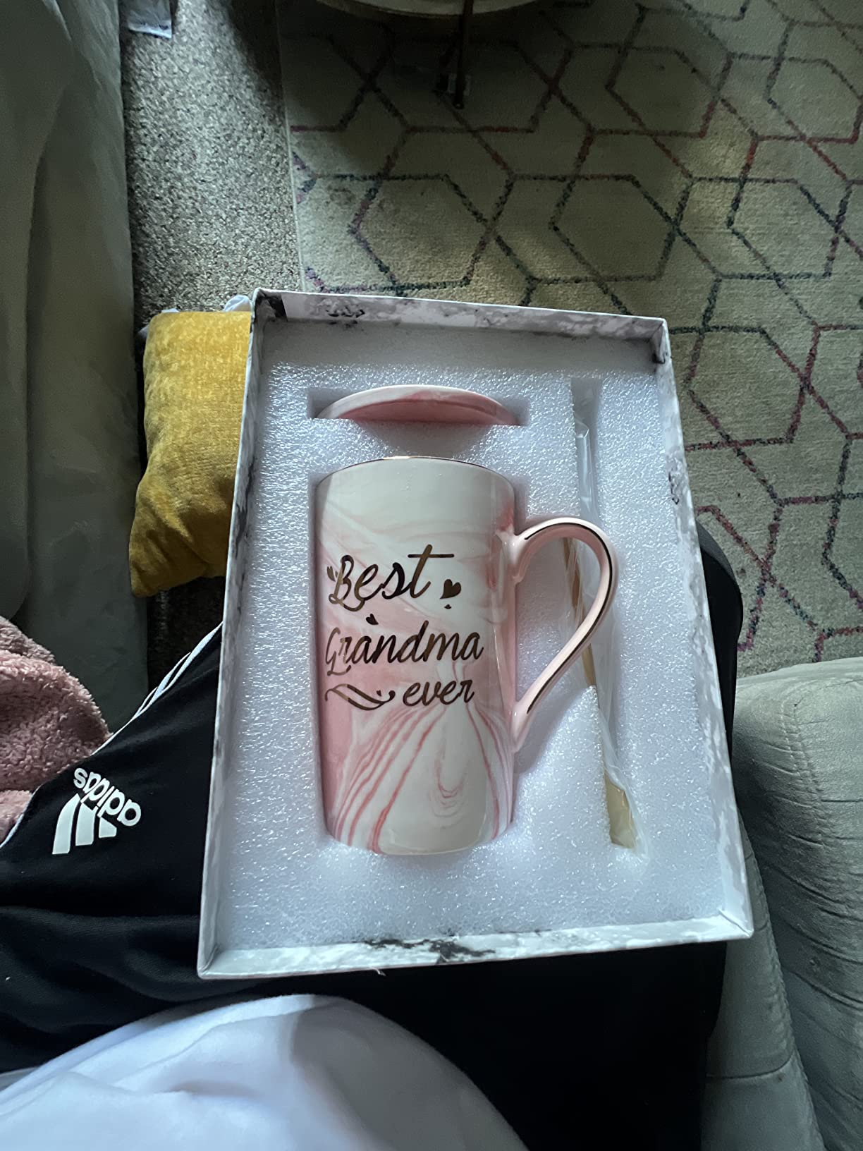 Best Grandma Ever Mug Coffee Gifts Birthday Mothers Day for from Granddaughter Grandson Grandchildren Grandkids 14 Ounce Gift Box with Spoon and Mat Gray Customer Review Best Grandma Ever Mug Coffee Gifts Birthday Mothers Day for from Granddaughter Grandson Grandchildren Grandkids 14 Ounce Gift Box with Spoon and Mat Gray - Customer Photo 1