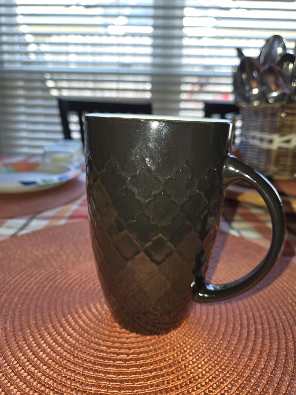 AmorArc Extra Large Coffee Mugs Set of 6, 20oz Ceramic Tall Coffee Mugs Set with Textured Geometric Patterns - Customer Photo 2