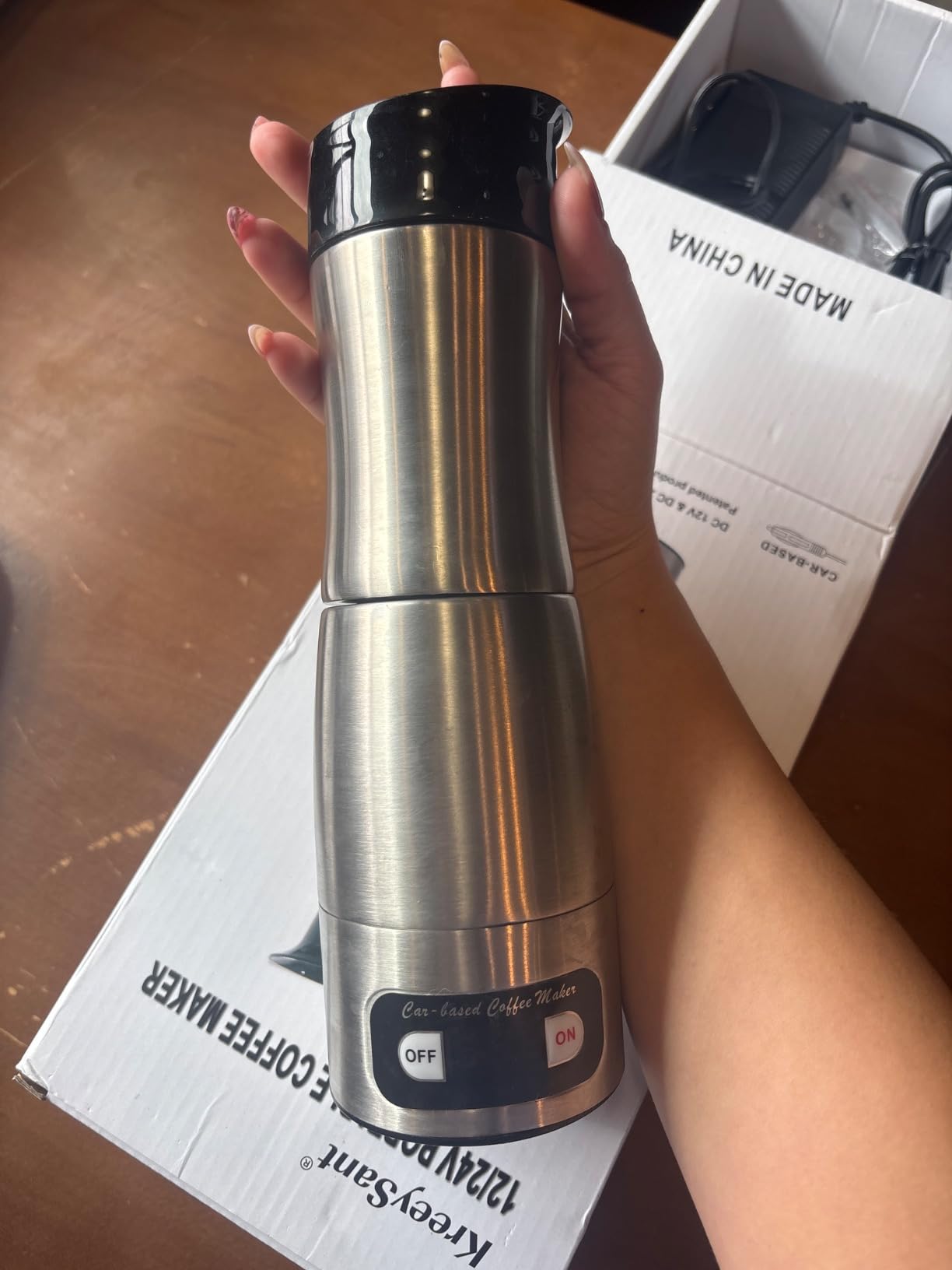 12V Coffee Maker for Car, Portable Coffee Maker with 24V for Truck, Stainless Steel Self-Heating 150ml Car Espresso Machine for Camping, RV, Travel - Customer Photo 2