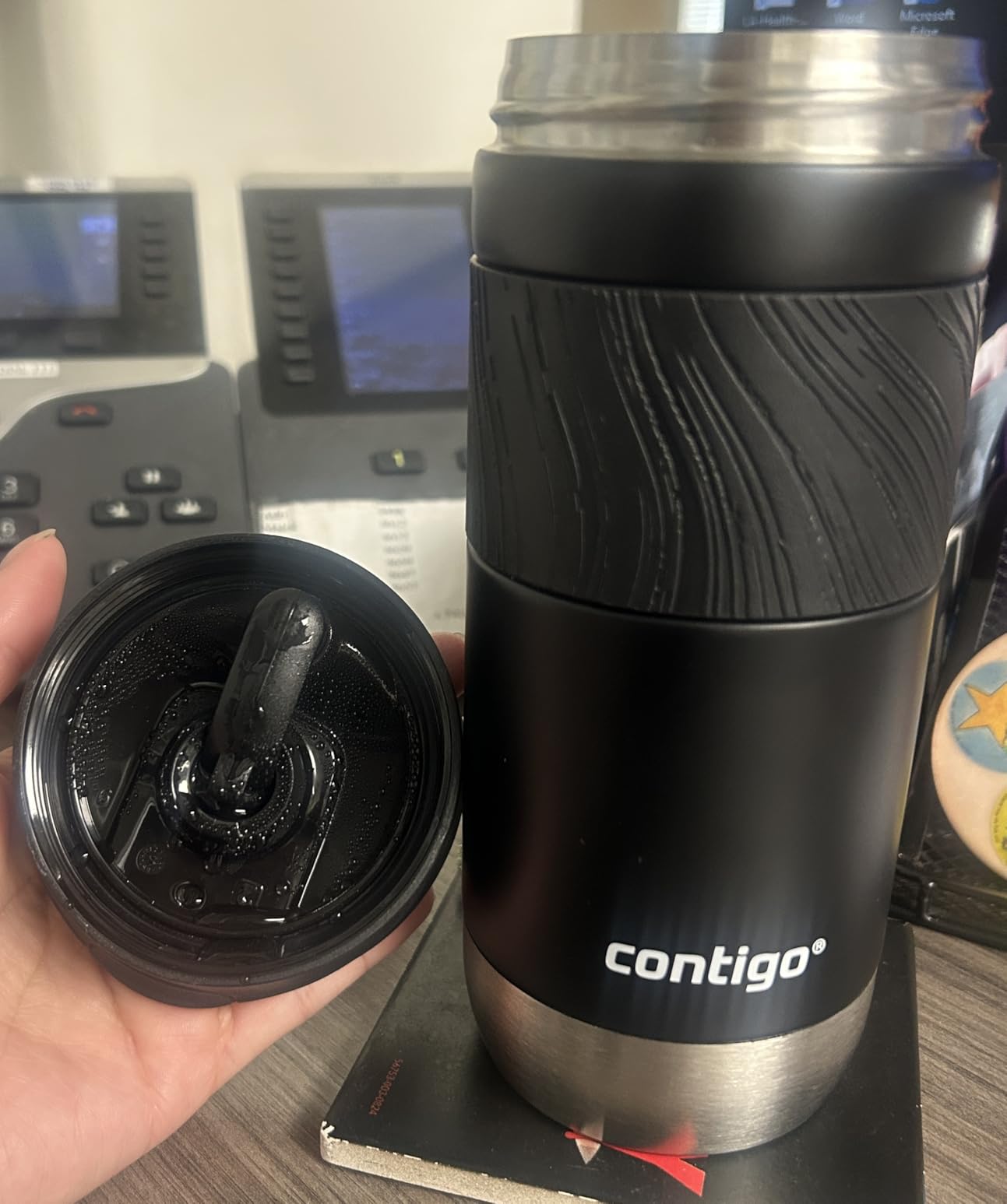 Contigo Byron Vacuum-Insulated Stainless Steel Travel Mug, 20oz - Leak-Proof Lid, BPA-Free, Blue Corn - Perfect Reusable Cup for Coffee or Water; hot and cold beverage holder - Customer Photo 2