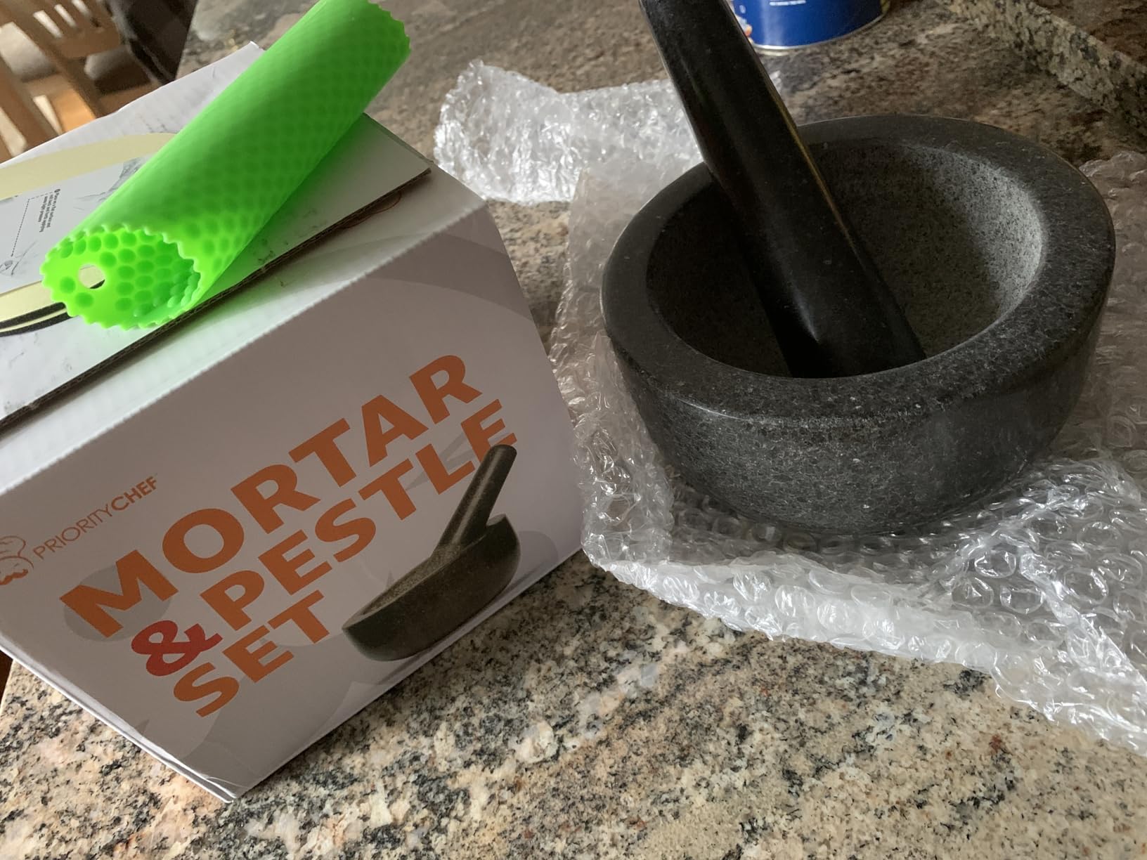 Priority Chef Heavy Duty Mortar and Pestle Set, 1.5 Cup, 100% Granite, Non Slip Base, Make Fresh Guacamole, Salsa, Pesto, Stone Grinder Bowl, Herb Crusher, Spice Grinder, 5.5 Inch - Black Customer Review Priority Chef Heavy Duty Mortar and Pestle Set, 1.5 Cup, 100% Granite, Non Slip Base, Make Fresh Guacamole, Salsa, Pesto, Stone Grinder Bowl, Herb Crusher, Spice Grinder, 5.5 Inch - Black - Customer Photo 2