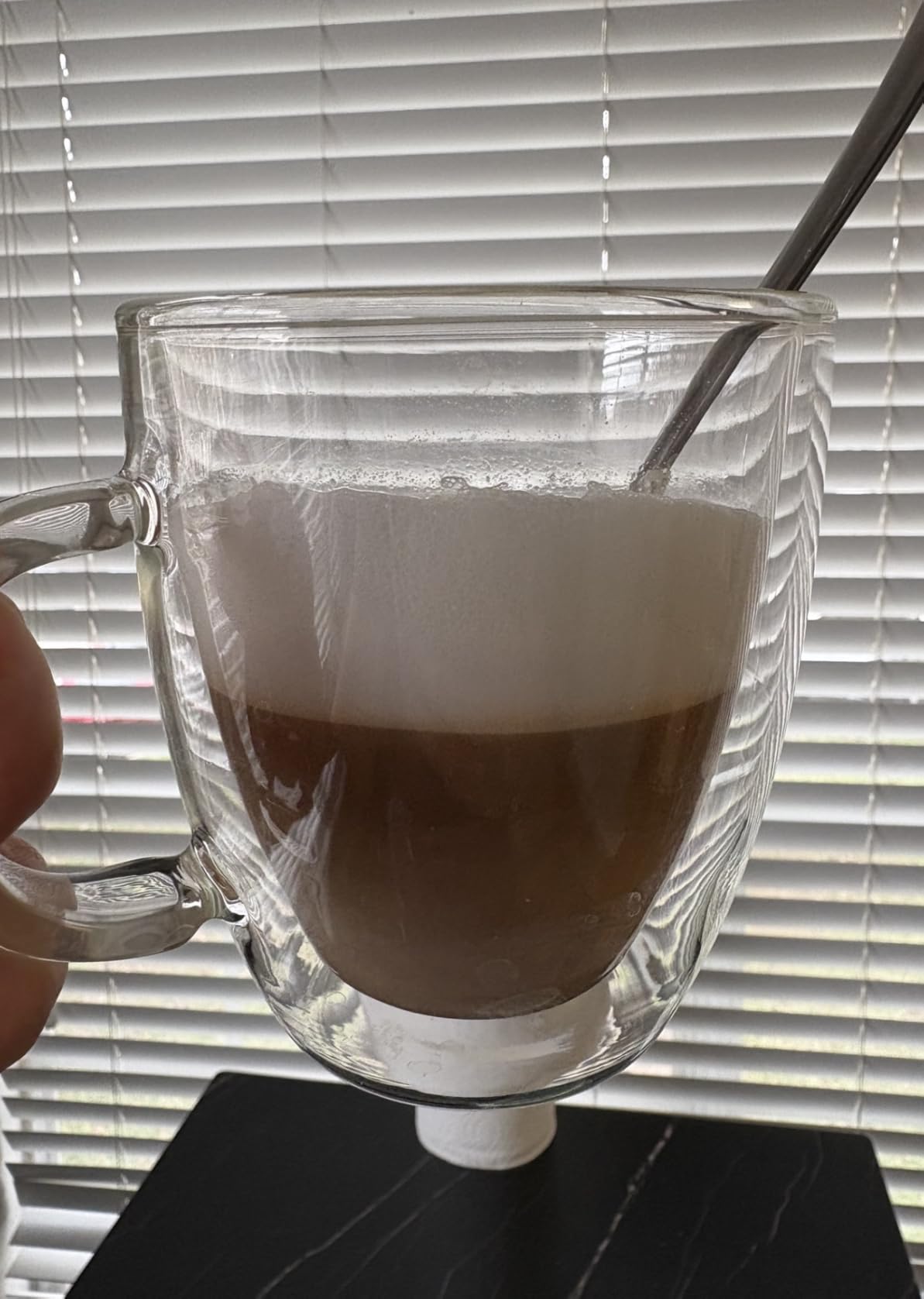 JoyJolt Savor Double Wall Insulated Glasses - Coffee Mugs (Set of 2) - 13.5-Ounces - Customer Photo 2