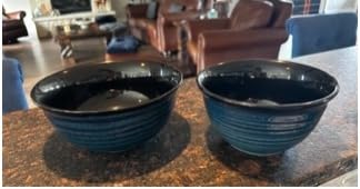 HASENSE Ceramic Mixing Bowls Set for Kitchen, Handmade Serving Dishes for Entertaining, 2.1/1.0/0.5 Qt Deep Microwave Safe Nesting Bowls for Storage and Baking, Blue - Customer Photo 2