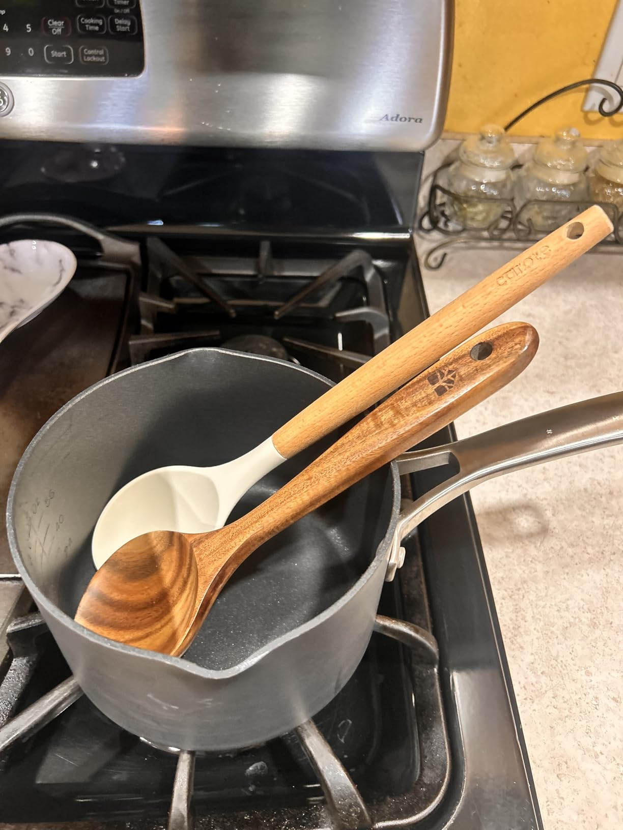 Wooden Spoons for Cooking - 10 Pc Teak Wood Utensil Set, Durable, Nonstick Safe & Heat Resistant with Ergonomic Handles - Customer Photo 2