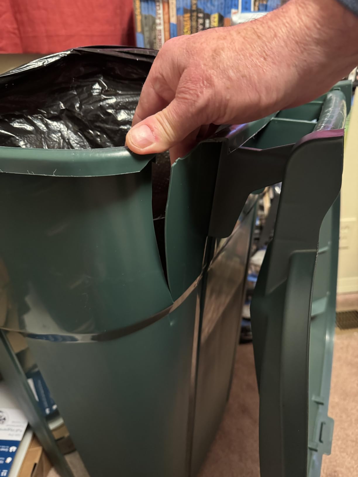 ECOSolution 32 Gallon Wheeled Outdoor Garbage Can with Attached Snap Lock Lid and Heavy-Duty Handles, ECO Green, 2 Pack - Customer Photo 3