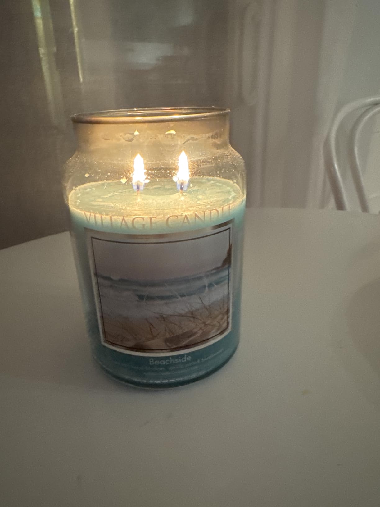 Village Candle Beachside Large Glass Apothecary Jar Scented Candle, 21.25 oz, Light Blue - Customer Photo 2