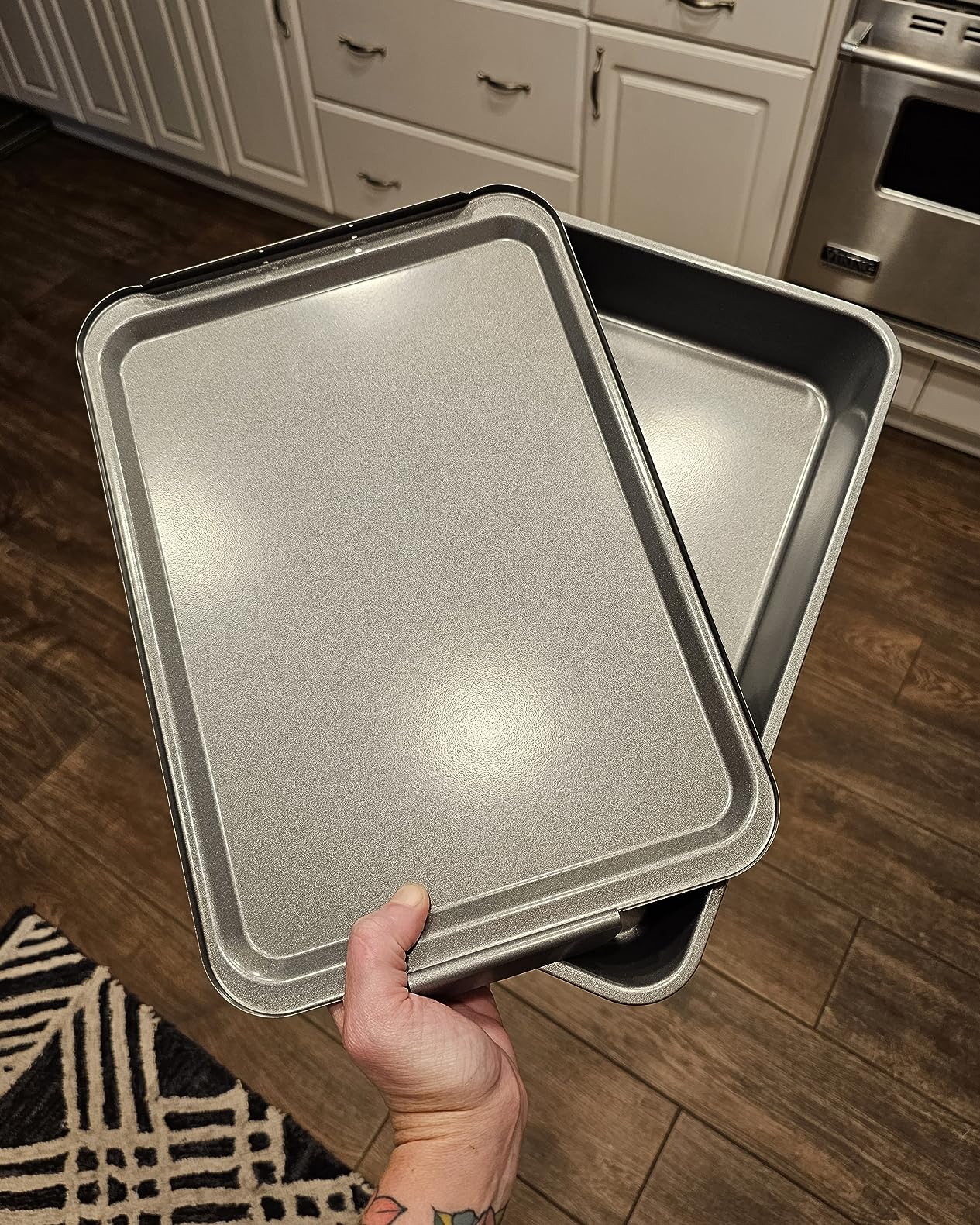 GoodCook Everyday Baking Pan with Metal Lid Nonstick Warp-Resistant Heavy-Gauge Steel Construction Even-Heating Oblong Cake Pan with Solid Oven-Safe Cover, 9x13-Inch, Gray - Customer Photo 1