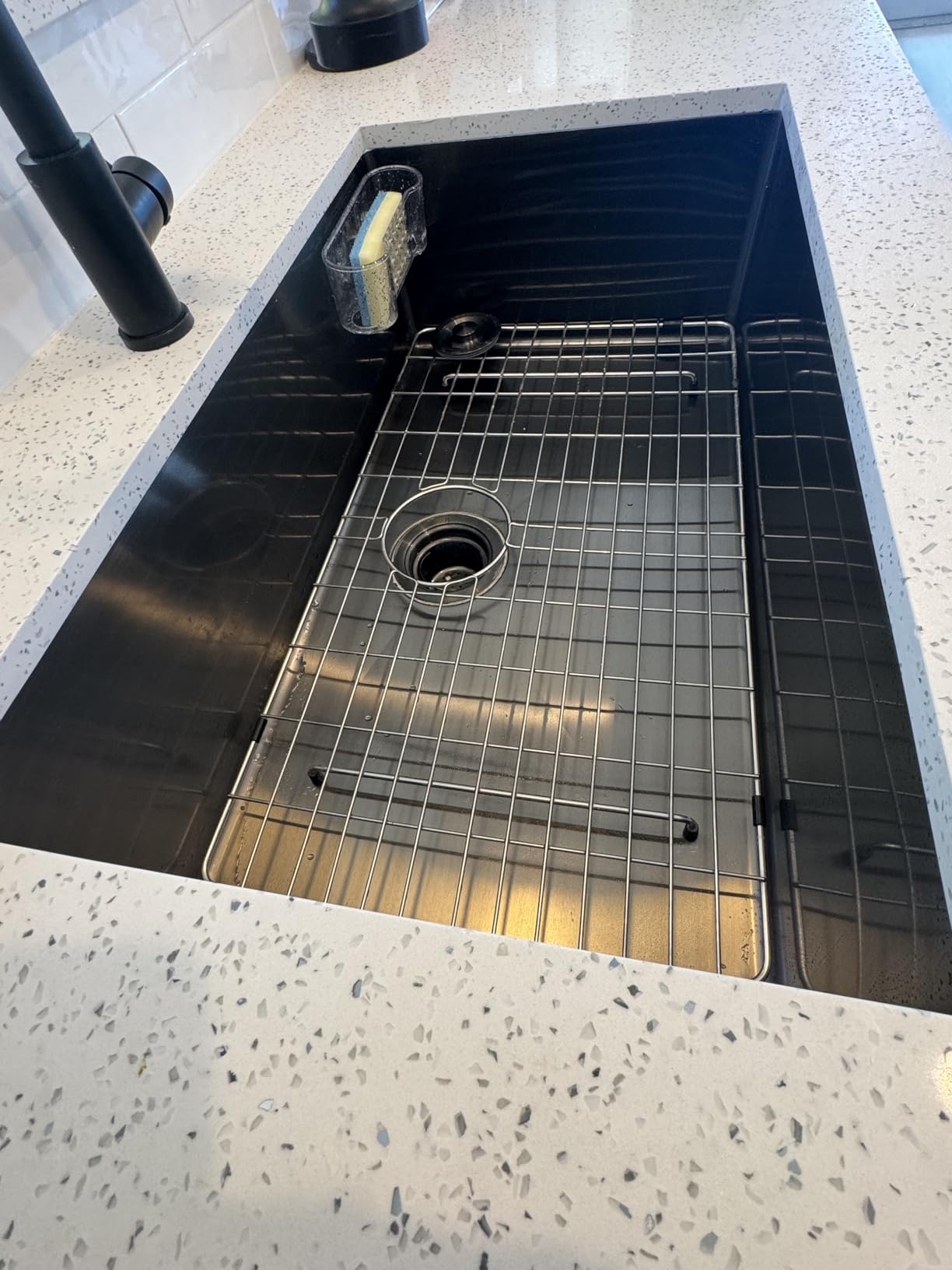 YITAHOME Black Kitchen Undermount Sink 32in Single Bowl 16 Gauge Stainless Steel Nano Gunmetal Black Sink with Accessories for Workstation, Prep Kitchen, Bar 32 x 19 x 10in - Customer Photo 1