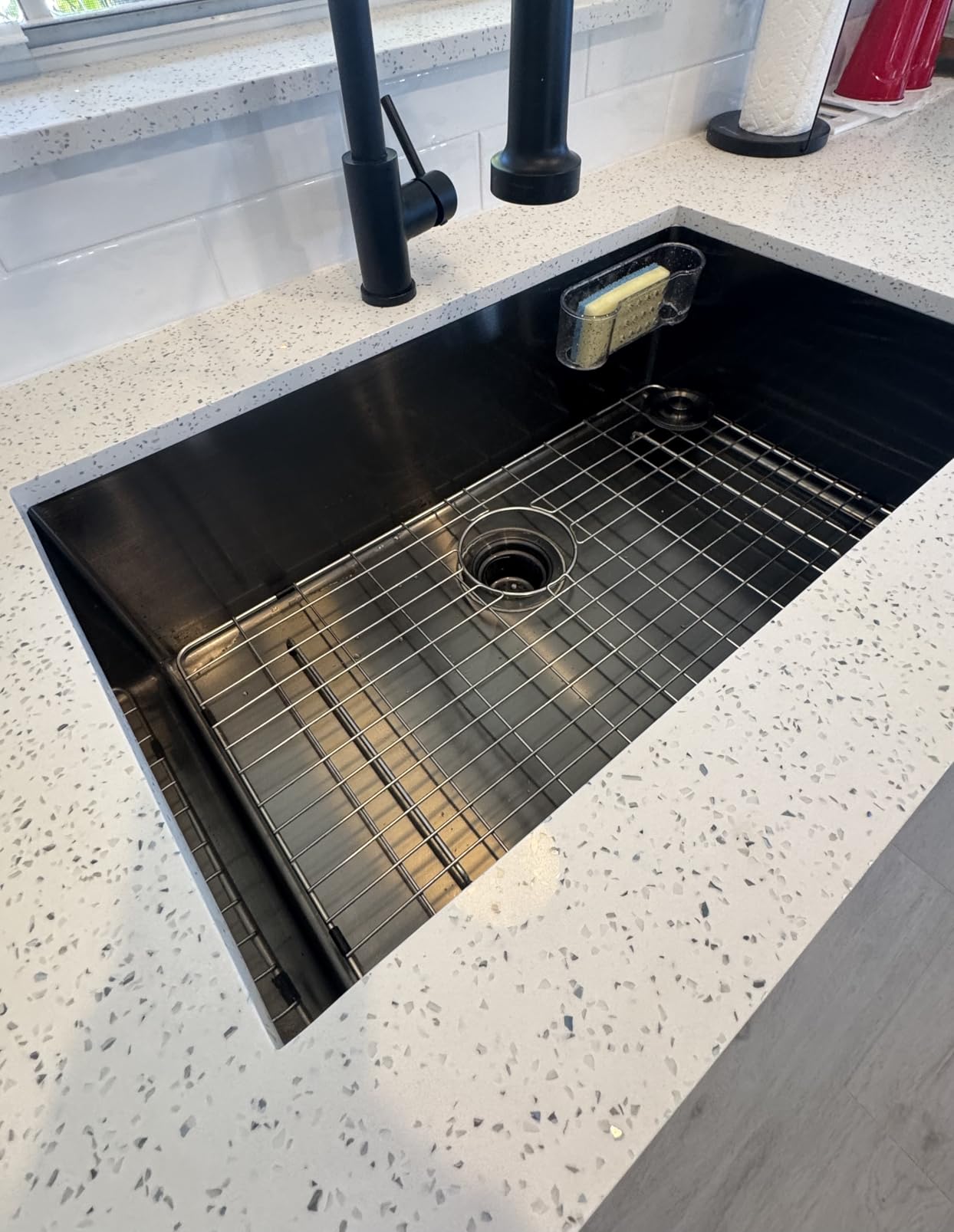 YITAHOME Black Kitchen Undermount Sink 32in Single Bowl 16 Gauge Stainless Steel Nano Gunmetal Black Sink with Accessories for Workstation, Prep Kitchen, Bar 32 x 19 x 10in - Customer Photo 2