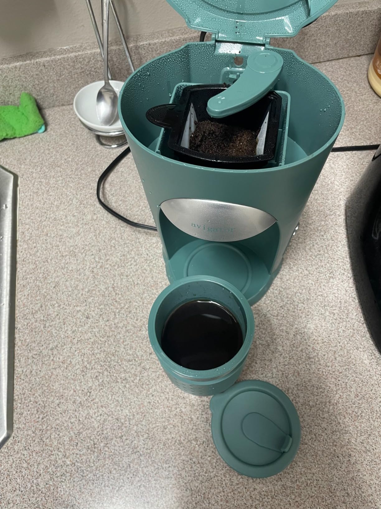 Portable Coffee Maker for Travel Camping Car, Compact Drip Coffee Machine Single Serve with 10 oz Travel Mug for Traveling, RV, Office, Home and Dorm, 12V, Black - Customer Photo 3