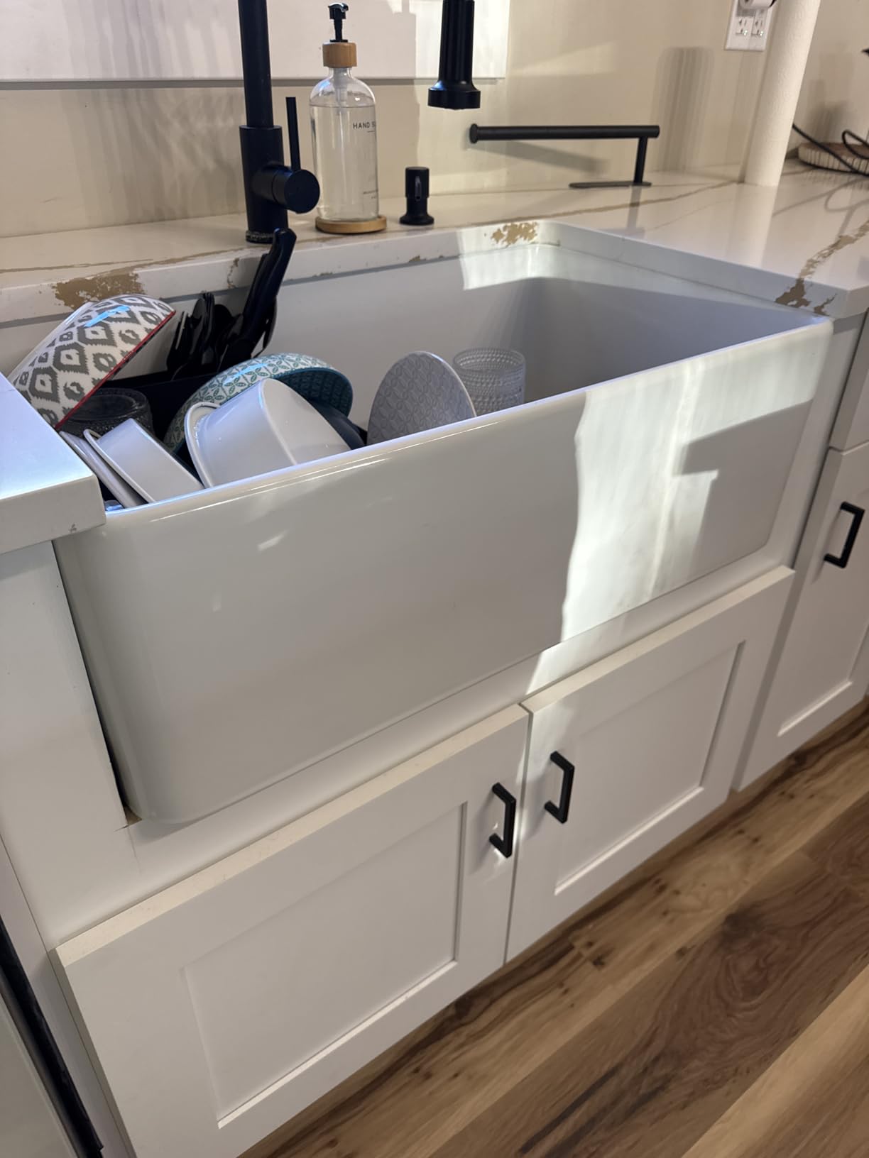 Black Farmhouse Sink 33 x 20 Inch, Firecaly Apron Front Undermount Farm Sink, Single Bowl, with Accessories 2 Types, Matte Black, for Kitchen - Customer Photo 2