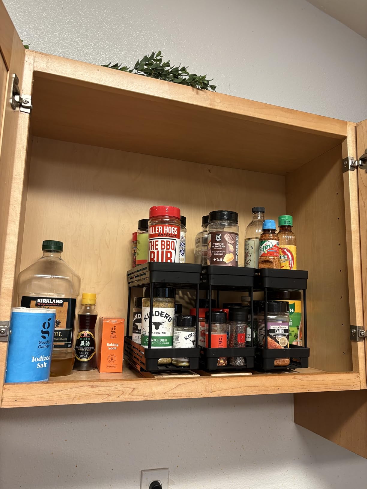 Pull Out Spice Rack Organizer for Cabinet, 3 Packs Slide Out Spice Racks Organizer, Spice Cabinet Organizers, Cabinet Size Need:12'' Highx11'' Deepx5'' Wide, Each Tier Hold 10 Spice Jar - 2 Tier, Black - Customer Photo 5