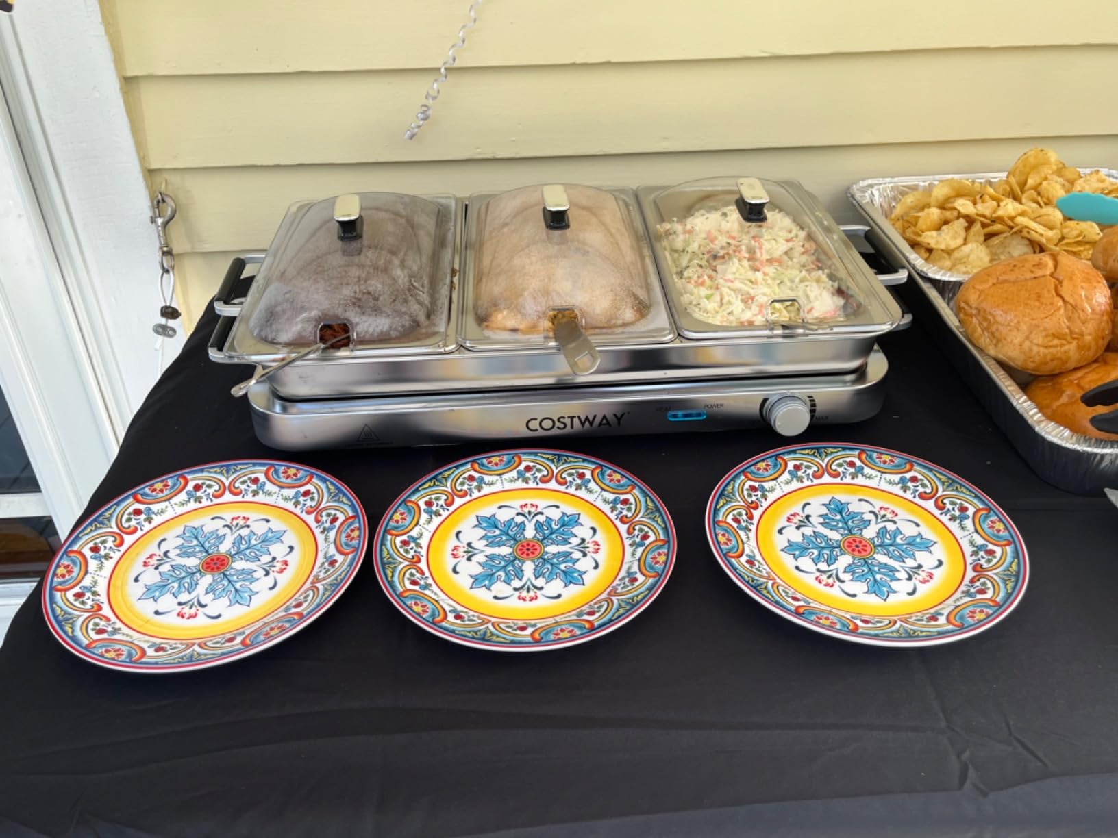 Giantex Buffet Server & Electric Food Warmer, 2-in-1 Food Warming Tray, Adjustable Temperature, 3 Food Pans with Lids, Dishwasher Safe, 8 QT Stainless Steel Chafing Dishes for Parties Holiday Events - Customer Photo 1
