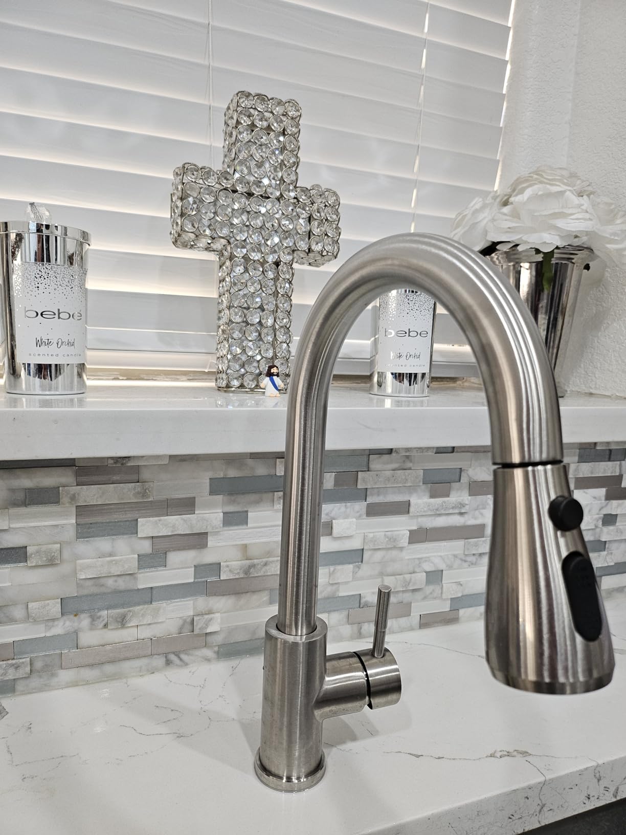 Touchless Kitchen Sink Faucet with Pull Down Sprayer, Stainless Steel Smart Motion Sensor Faucet for Pot Filler, Farmhouse Camper Bar Sink Laundry Room, Brushed Nickel customer photo 2