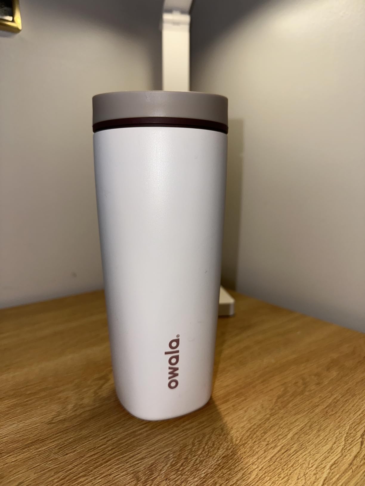 Owala SmoothSip Slider Insulated Stainless Steel Coffee Tumbler, Reusable Iced Coffee Cup, Hot Coffee Travel Mug, BPA Free 12 oz, Vanilla Bean - Customer Photo 1