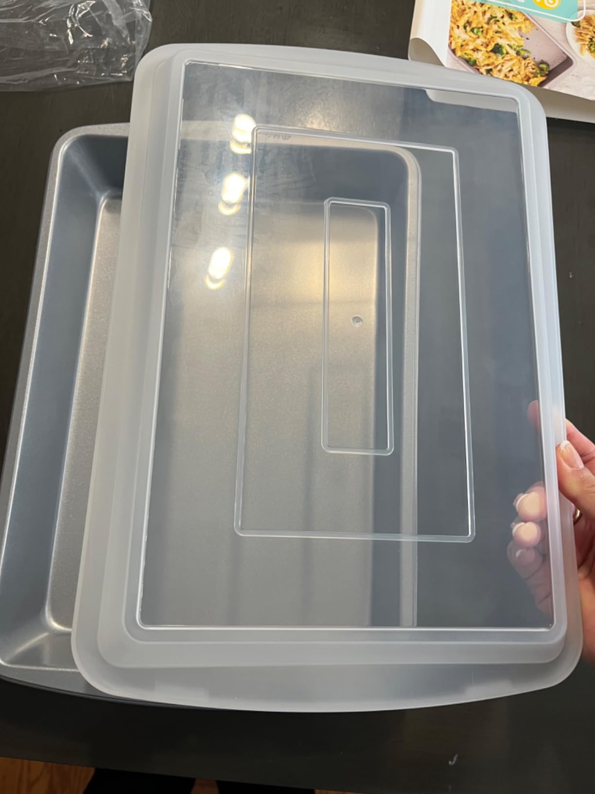 9x13 Inch Nonstick Rectangular Baking Pan with Lid – Covered Cake Pan for Brownies, Sheet Cakes, Lasagna – Durable, Dishwasher Safe, Freezer Safe - Customer Photo 4