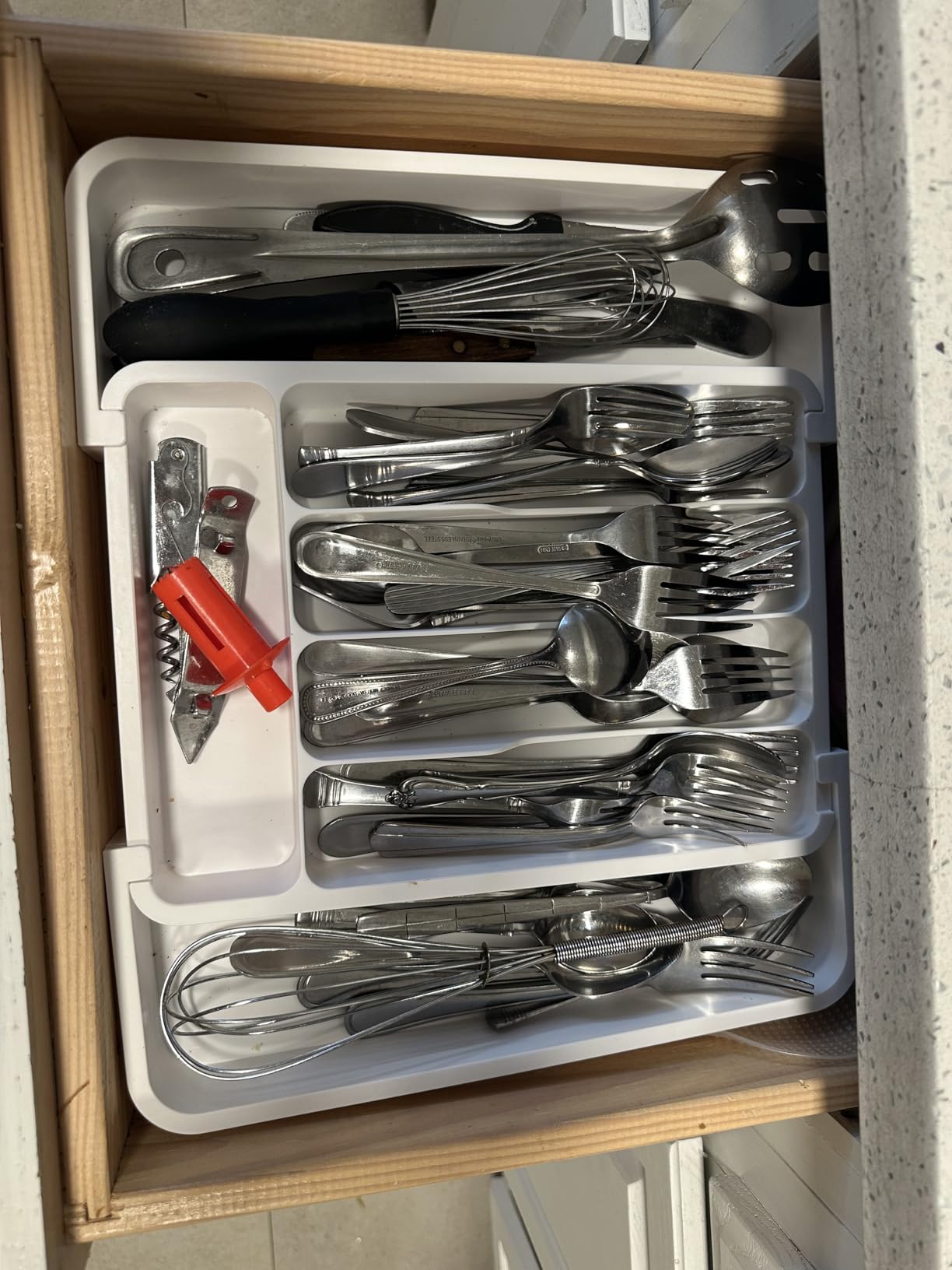 Lifewit Silverware Drawer Organizer, Expandable Utensil Tray for Kitchen, BPA Free Flatware and Cutlery Holder, Adjustable Plastic Storage for Spoons Forks Knives, 8.5-14 x 12