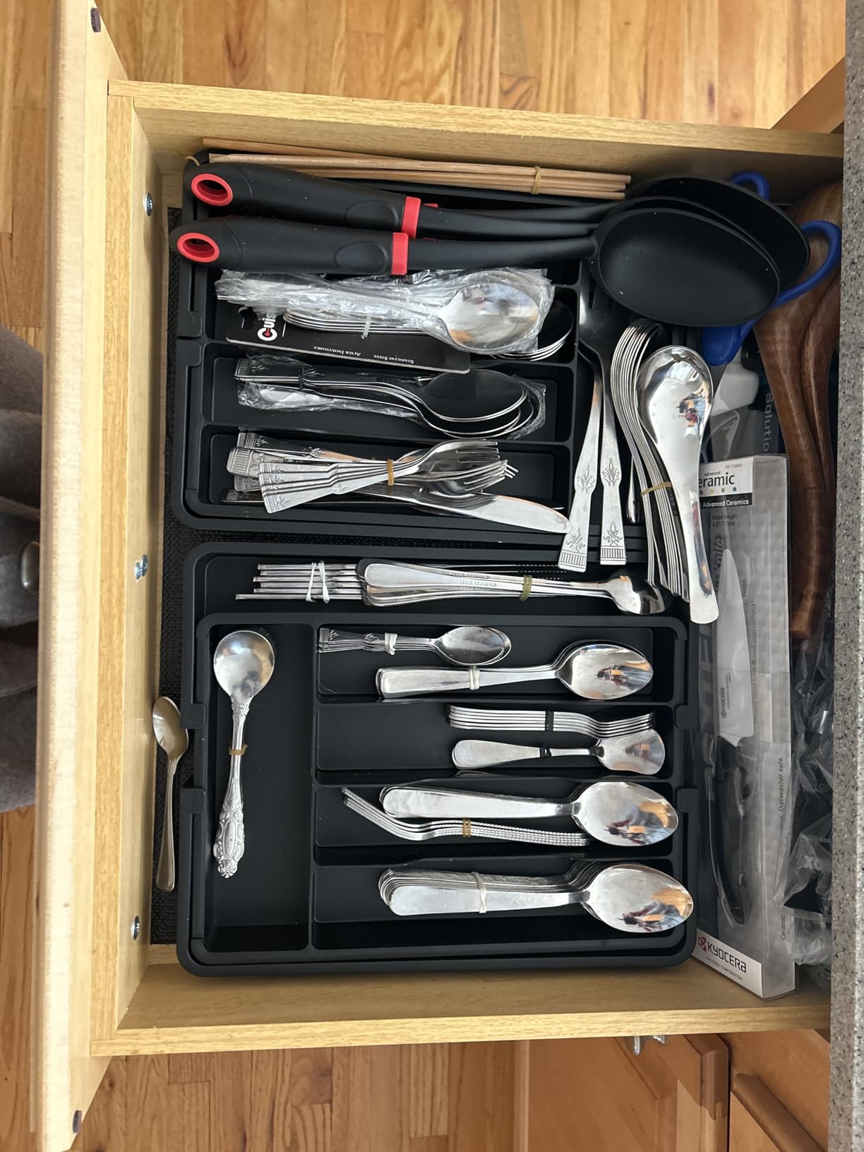 Lifewit Silverware Drawer Organizer, Expandable Utensil Tray for Kitchen, BPA Free Flatware and Cutlery Holder, Adjustable Plastic Storage for Spoons Forks Knives, 8.5-14 x 12